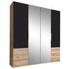 Drehtürenschrank Mit Spiegel + Laden 200cm Level 36a, Graphit - Eichefarben/Silberfarben, MODERN, Glas/Holzwerkstoff (200/216/58cm) - MID.YOU