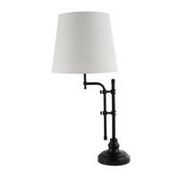 Tischleuchte Eu12082-1bk - Schwarz/Naturfarben, Basics, Kunststoff/Textil (30/36/67cm)