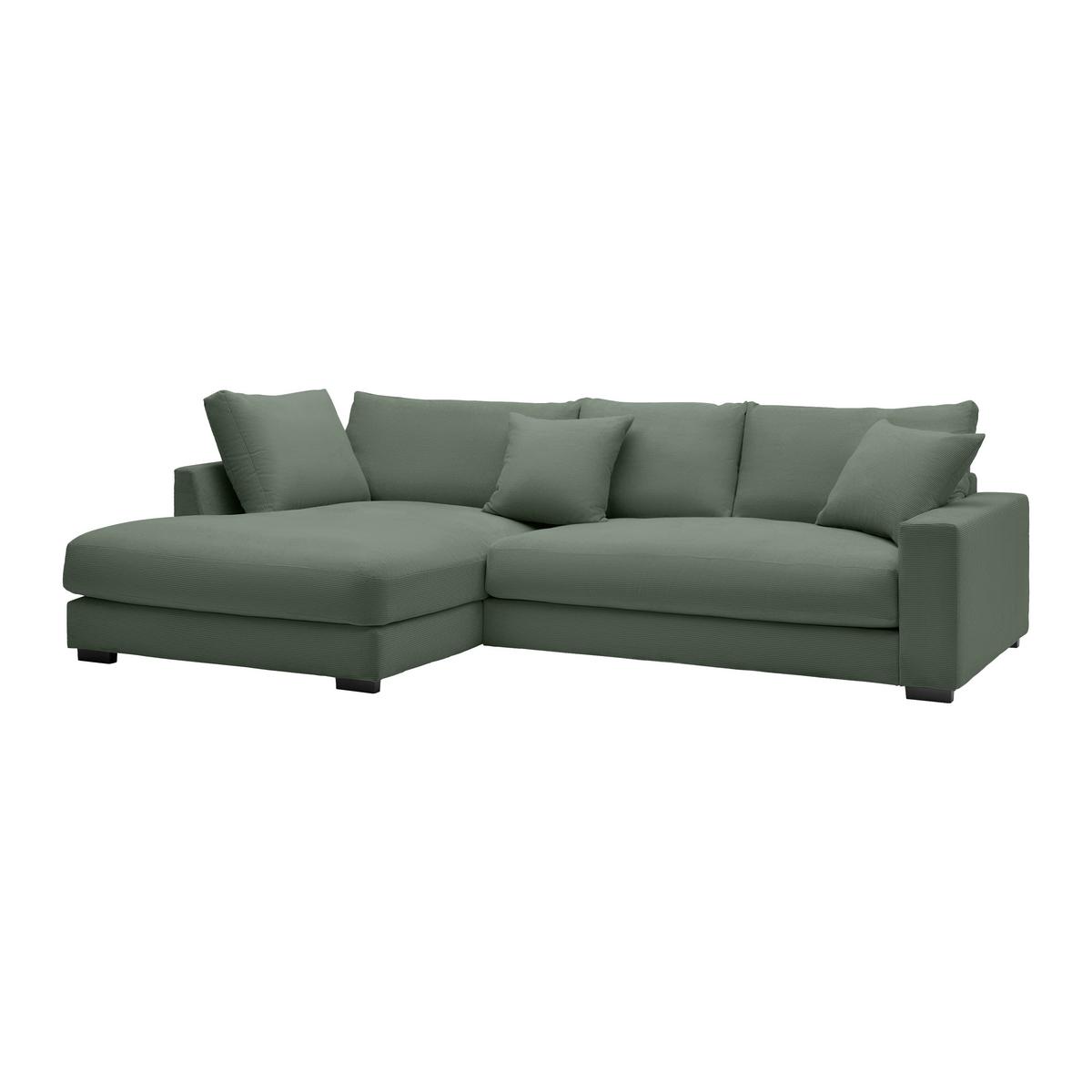 Rohová sedačka PEDRO, levá, světle zelená - černá/světle zelená, Moderní, textil/plast (190/300cm) - Mömax