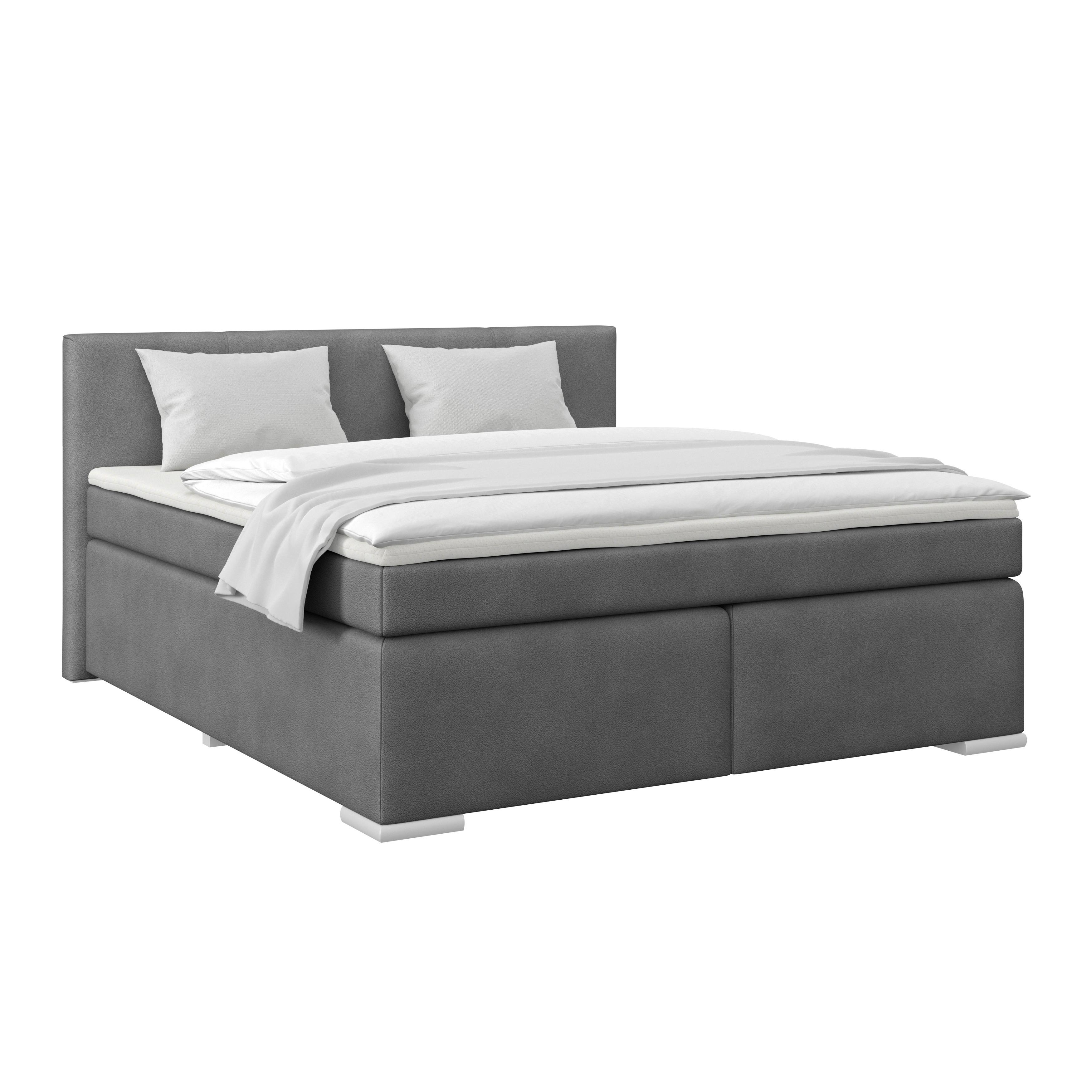 Boxspringbett Mira 1 - Dunkelgrau, Basics, Holz/Kunststoff (160/200cm)