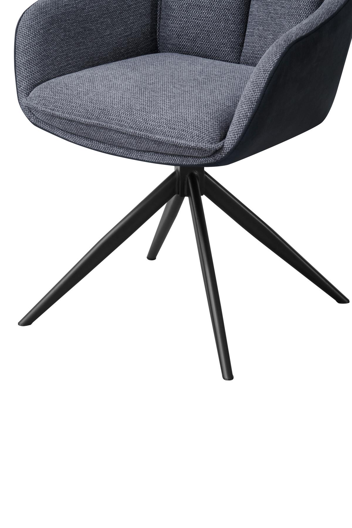 Armlehnstuhl Emilia II Webstoff grau, B: 60cm - Schwarz/Grau, MODERN, Holz/Textil (60/88/65cm)