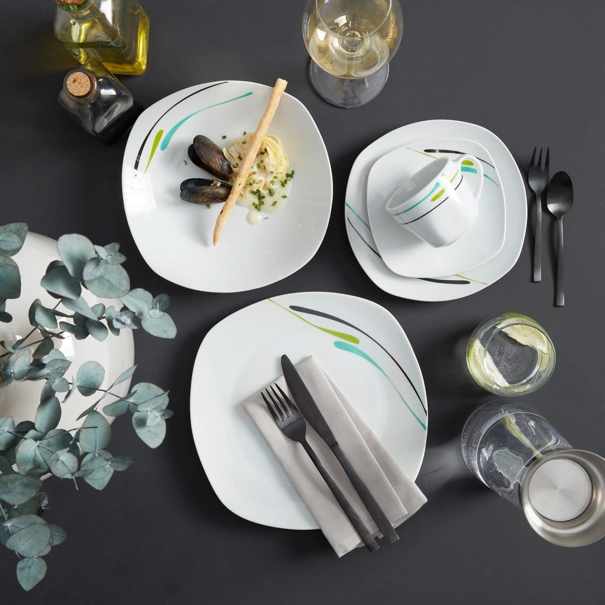 Étkészlet Cleo - fehér/zöld, Romantik / Landhaus, kerámia - James Wood