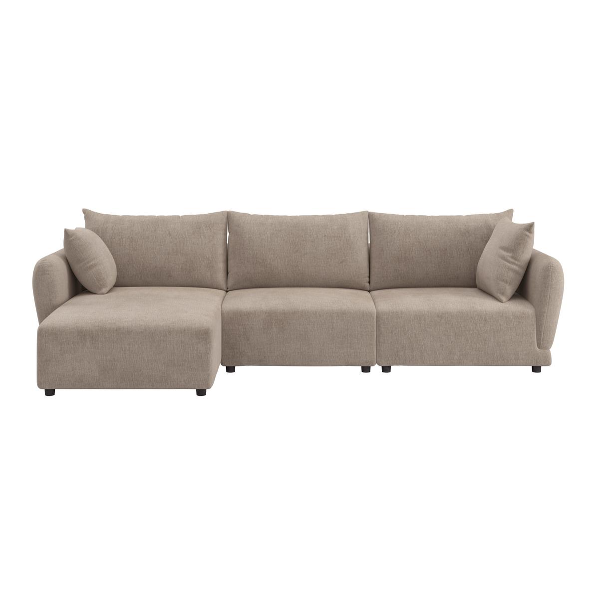 Sedací souprava NICOLE, levá, béžová, max. do 480 kg - černá/šedobéžová, Moderní, dřevo/textil (162/87/306cm) - Bessagi Home