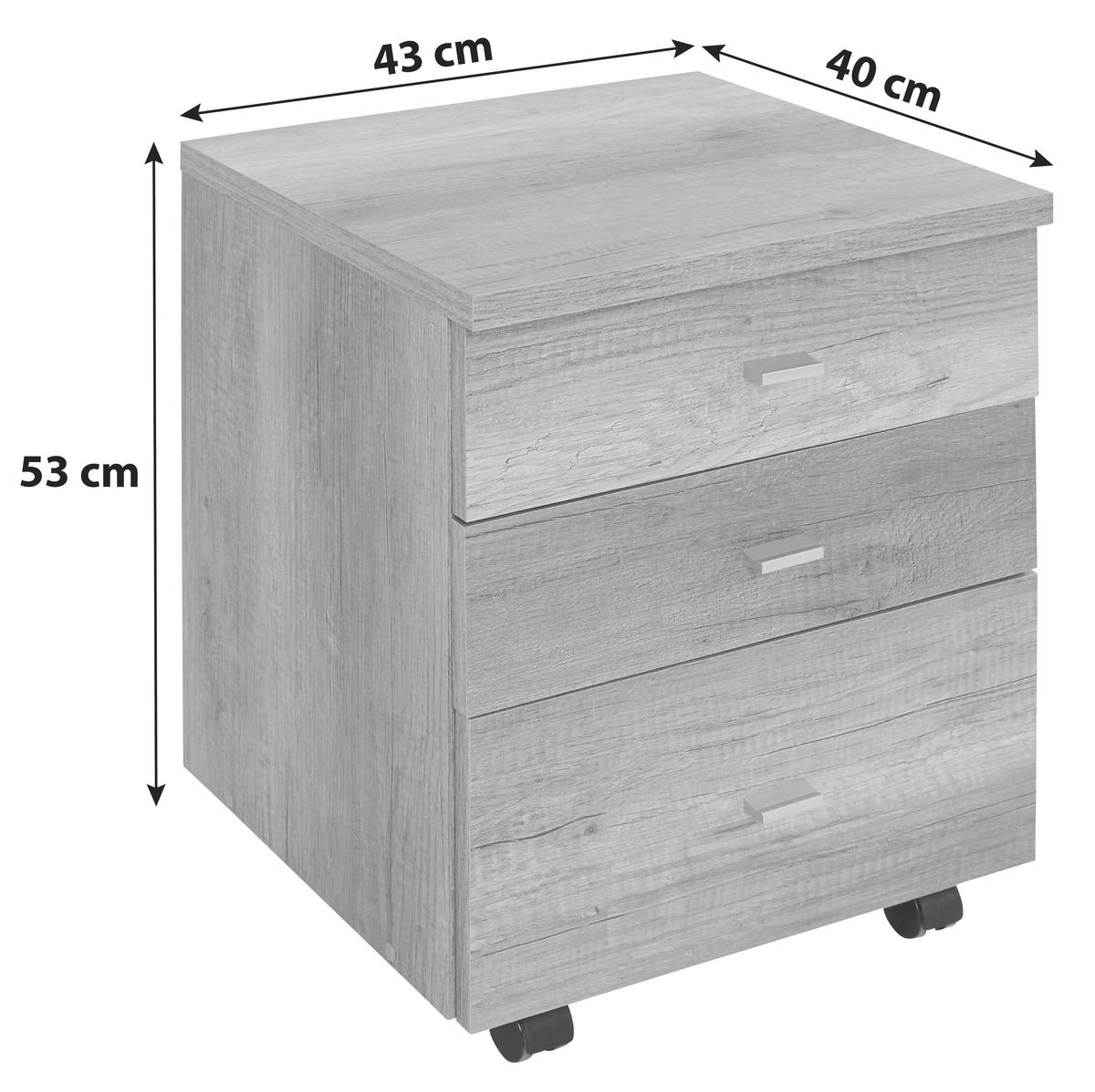 Görgős Konténer 4-You New - tölgyfa színű, Modern, fa (43/53/40cm)