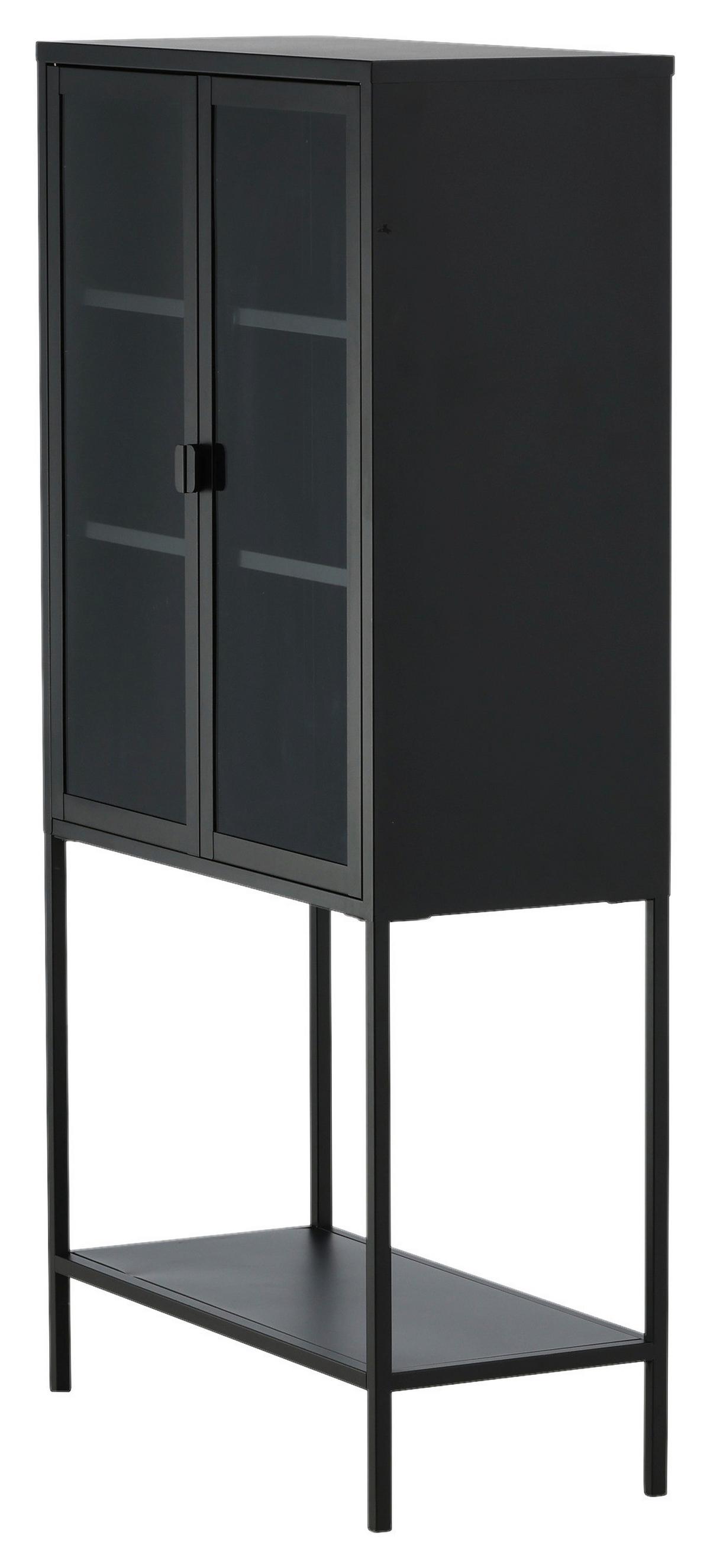 Vitrine Misha - Schwarz, Design, Metall (75/150/35cm) - Livetastic