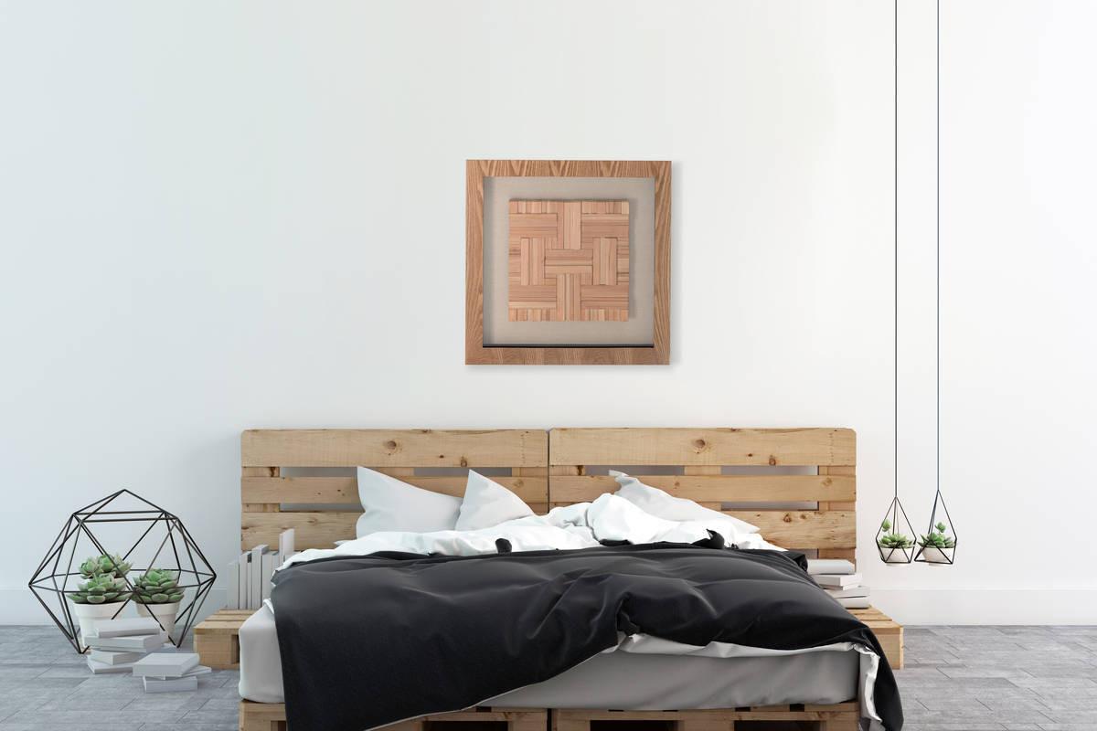 Wandbild Carre Holz Motiv Braun/Weiß 60x60 cm - Braun/Weiß, Trend, Holz/Holzwerkstoff (60/60cm) - Kayoom