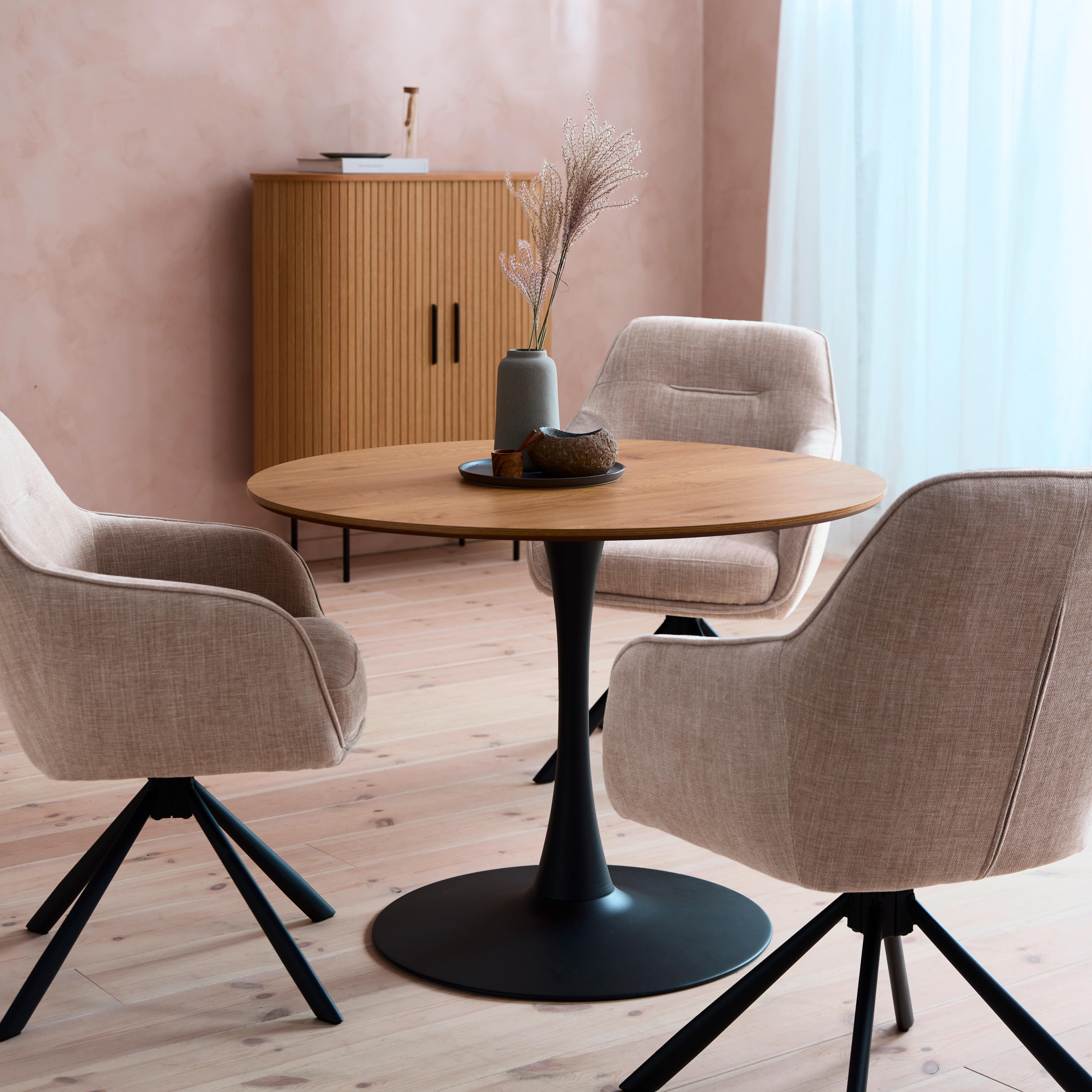 Esstisch Cesura Eichefarben, L: 100 cm - Eichefarben/Schwarz, MODERN, Holzwerkstoff/Metall (100/100/75cm) - Livetastic