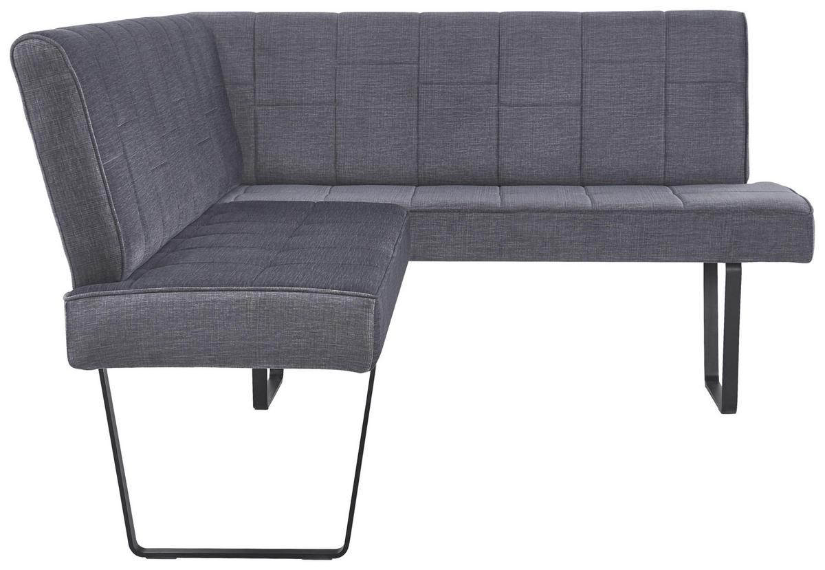 Eckbank Tilos Samt Dunkelgrau, S: 190x150 cm - Dunkelgrau/Schwarz, KONVENTIONELL, Textil/Metall (190/150cm) - MID.YOU