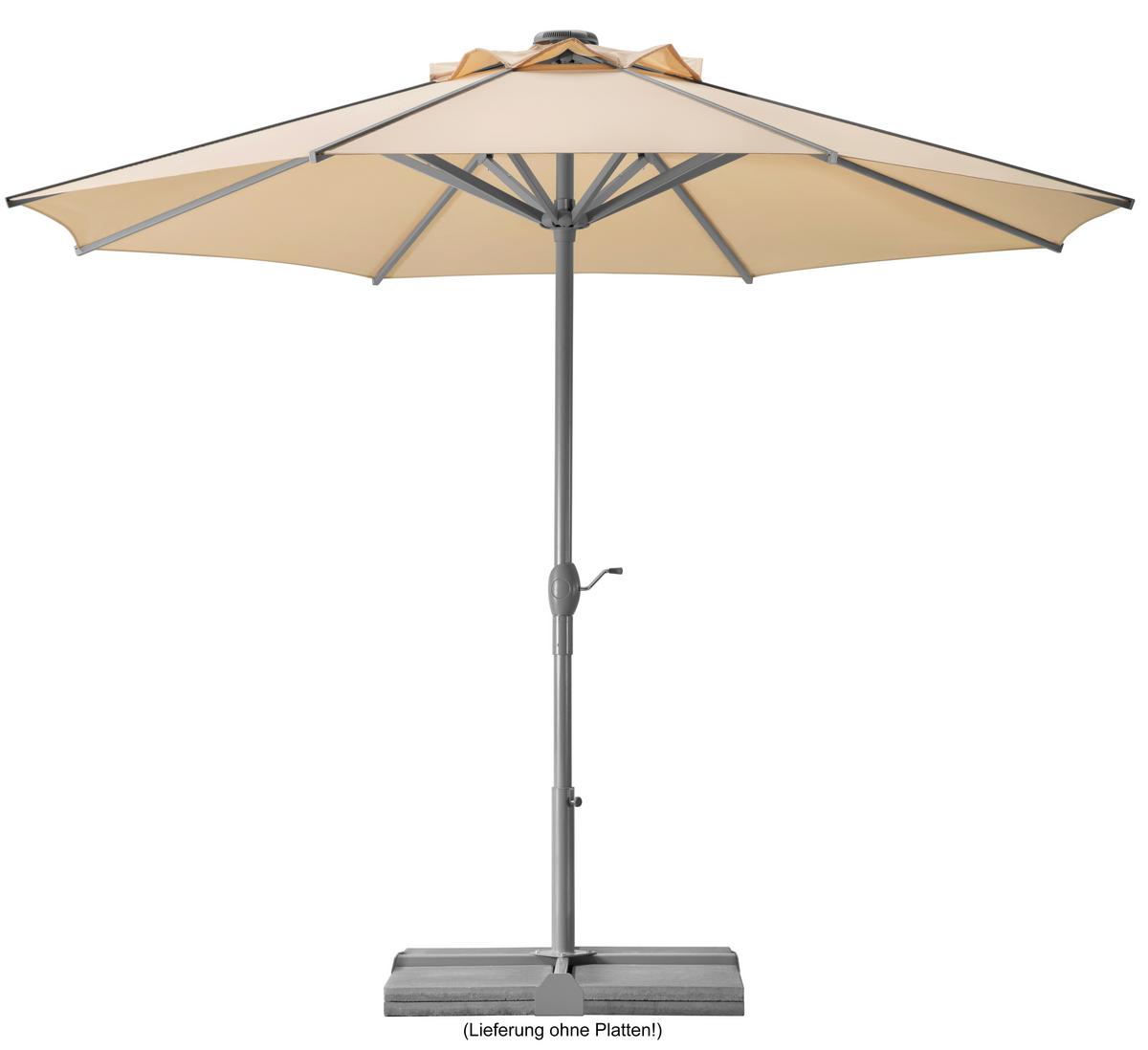 Sonnenschirm Rooftop 350 X 275 X 350 cm Lichtecht Naturfarben - Silberfarben/Naturfarben, Basics, Textil/Metall (350/275/350cm) - Schneider