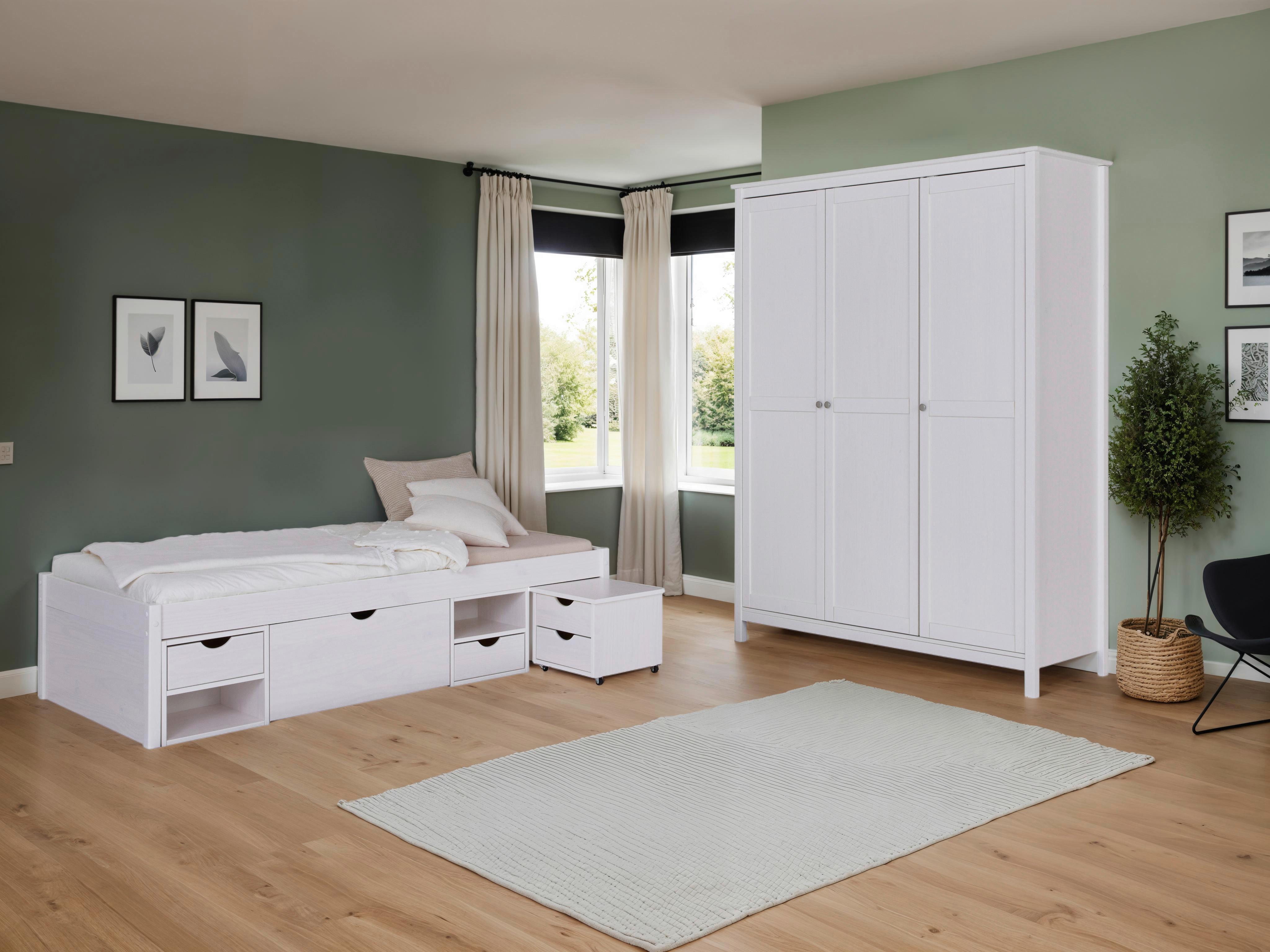 EINZELZIMMER Chilly Weiß 3-teilig - Weiß/Naturfarben, MODERN, Holz - MID.YOU