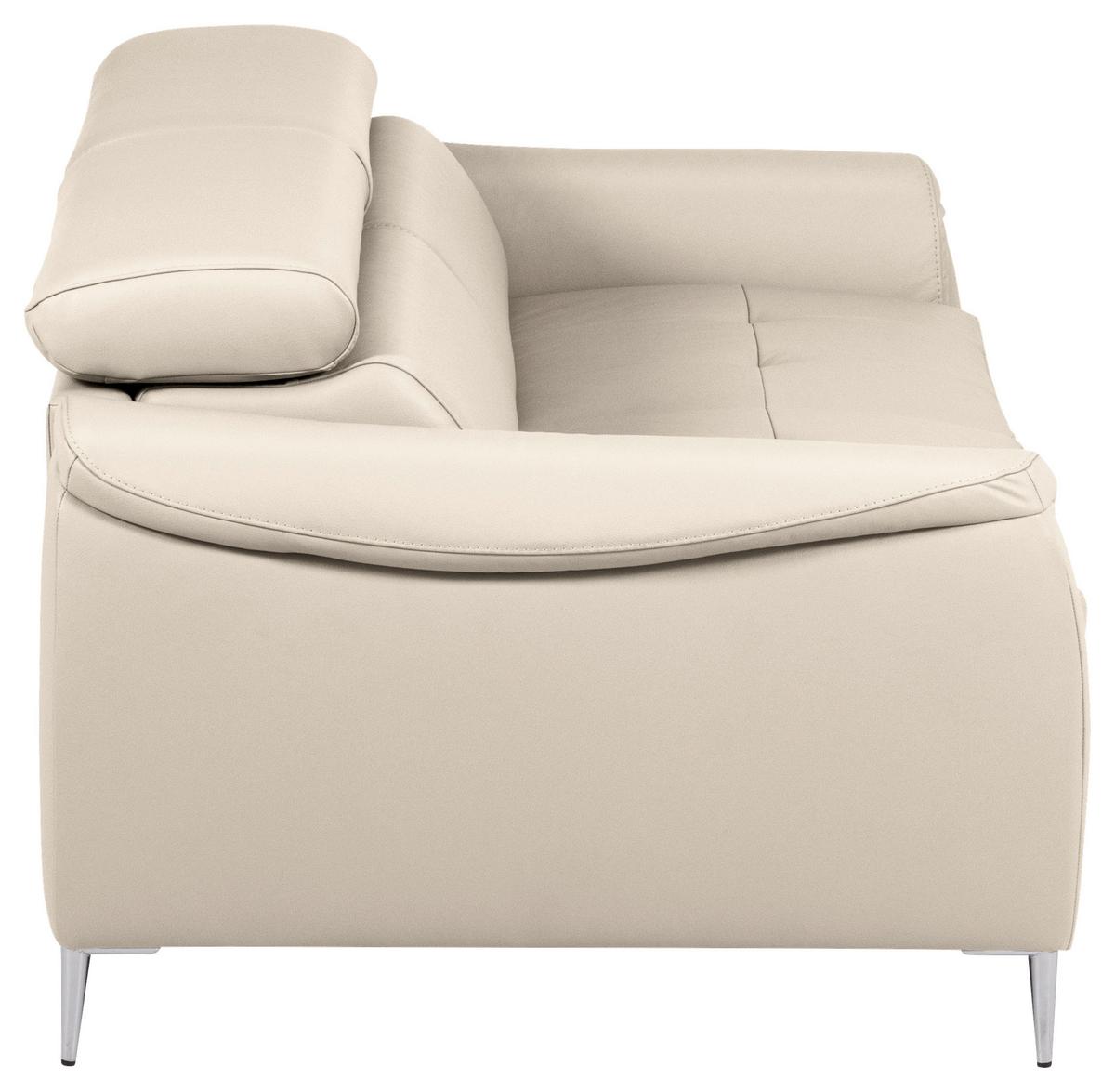 Schlafsofa Pafos Beige Lederlook, Rindsleder B: 203cm - Beige, Design, Leder/Textil (203/77-98/103cm) - MID.YOU