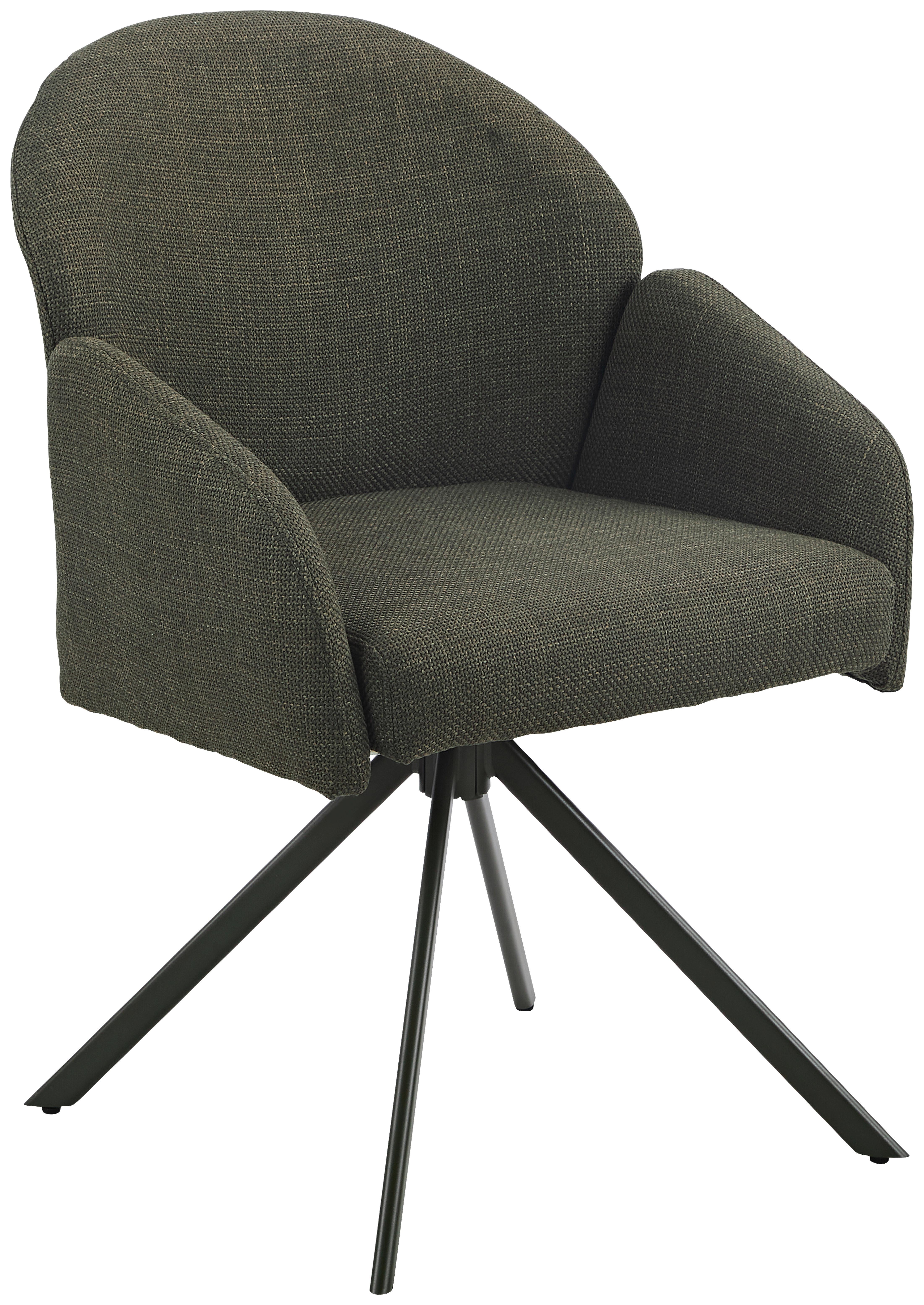 Armlehnstuhl Holly drehbar Webstoff Moosgrün, B: 56,5 cm - Grün, MODERN, Textil/Metall (56,5/61/84cm)