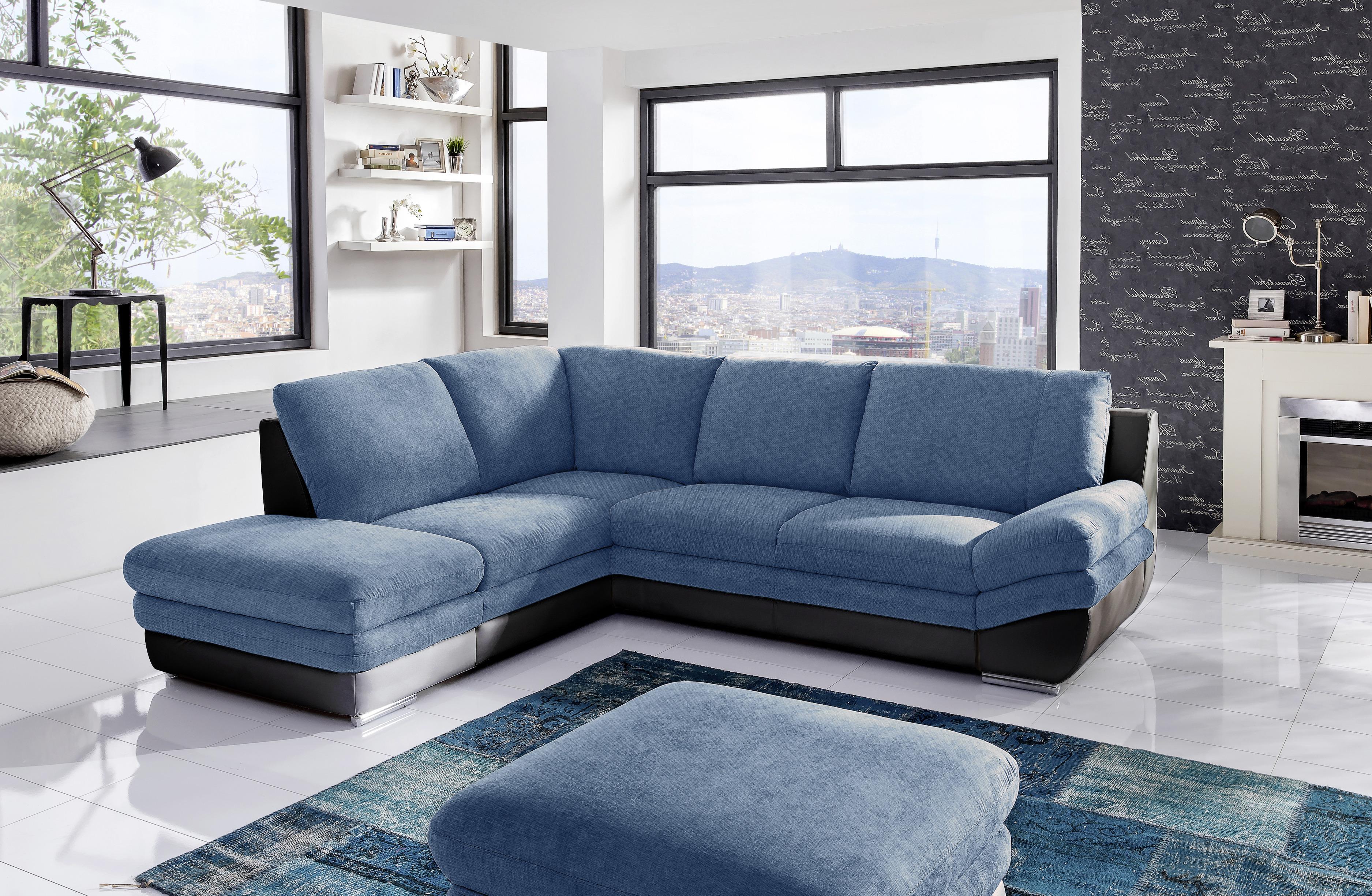 Wohnlandschaft In L-Form Nardo 221x264 cm - Chromfarben/Blau, MODERN, Textil (221/264cm) - MID.YOU