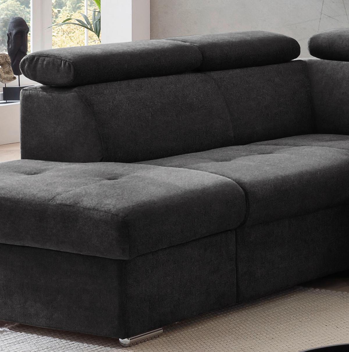 Ecksofa Mit Schlaffunktion Antero Und Bettkasten Schwarz - Chromfarben/Schwarz, Design, Textil (216/262cm) - Livetastic
