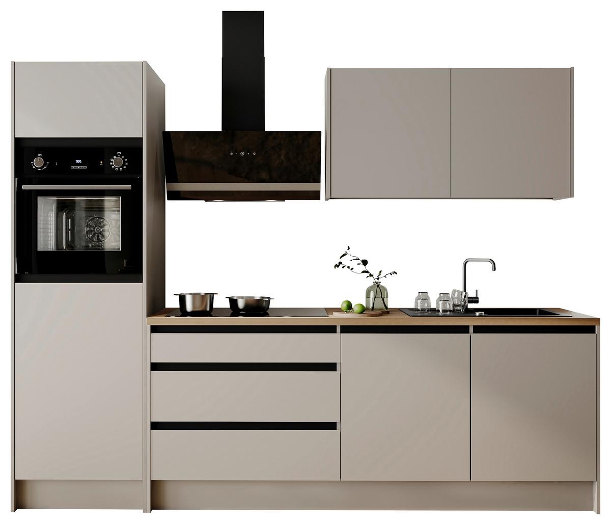 Küchenblock Troja Grau/schwarz/kaschmir - Kaschmir/Eichefarben, Design, Holzwerkstoff (273cm) - MID.YOU