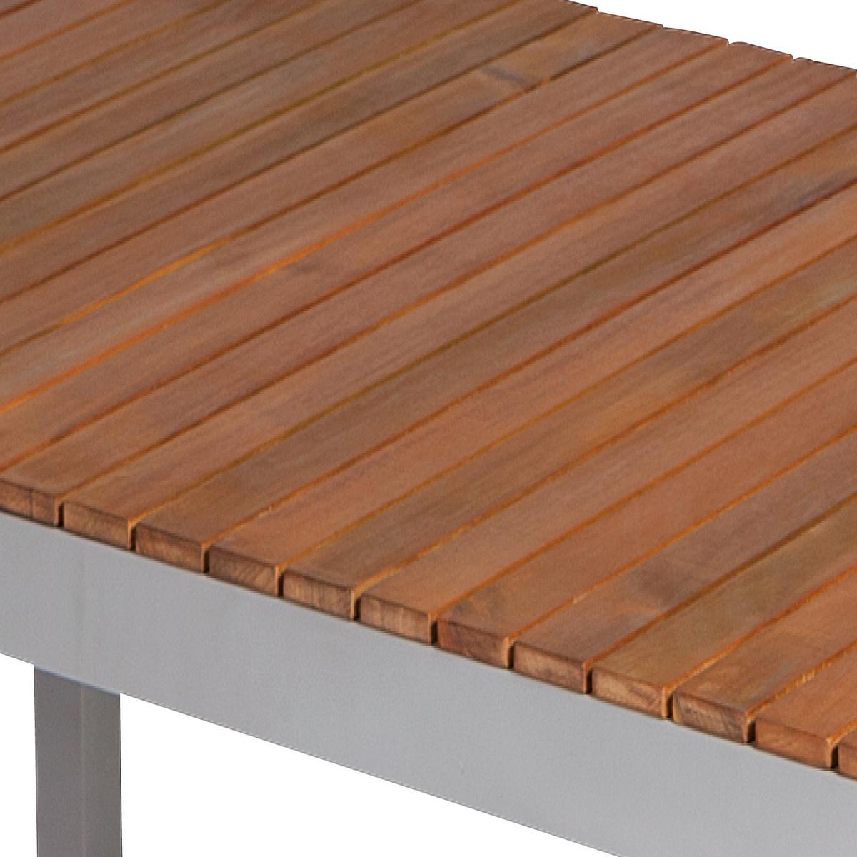 Gartentisch Naxos Akazie L: 150 cm - Silberfarben/Akaziefarben, ROMANTIK / LANDHAUS, Holz/Metall (150/90/74cm) - Gardenson