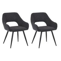 Armlehnstuhl Porto Anthrazit Lederlook Gepolstert 2er-Set - Anthrazit/Schwarz, MODERN, Textil/Metall (59/83/60cm) - MID.YOU