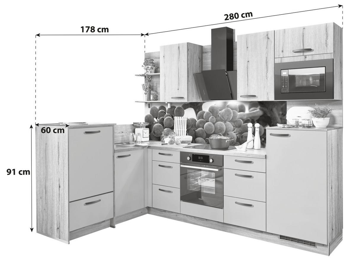 Sarokkonyha Clean/plan 178/280cm - Basics, faalapú anyag (178/280cm) - Express