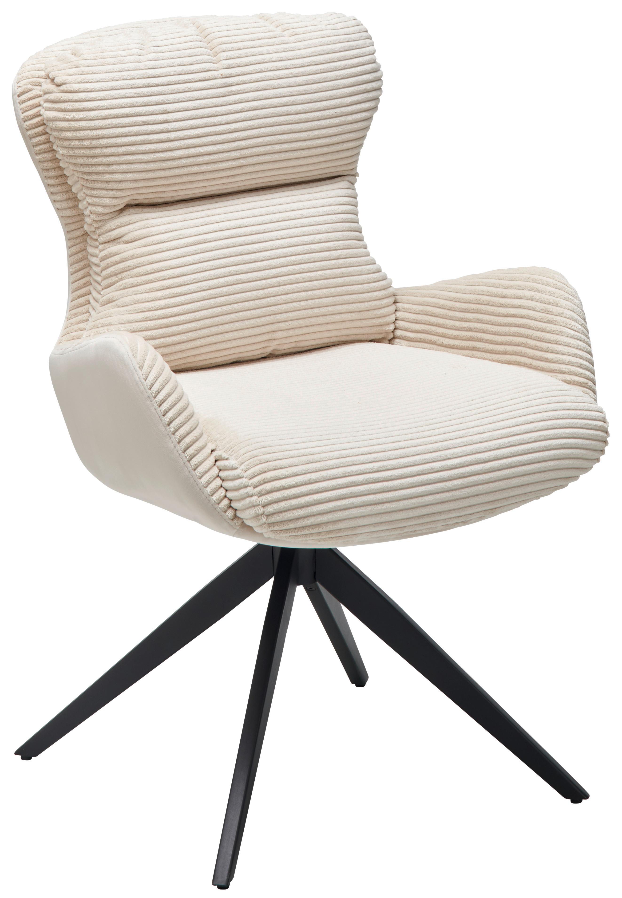 Armlehnstuhl Vanja - Beige/Schwarz, LIFESTYLE, Textil/Metall (58/88/68cm) - MID.YOU
