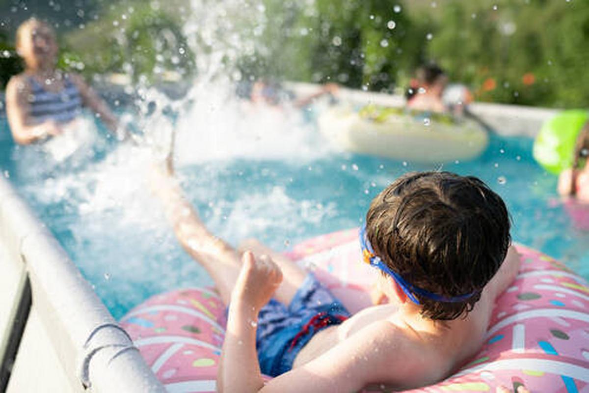 Aufstellpool Rechteckig D: 274 Cm - Anthrazit, KONVENTIONELL, Kunststoff/Metall (274/132/549cm)