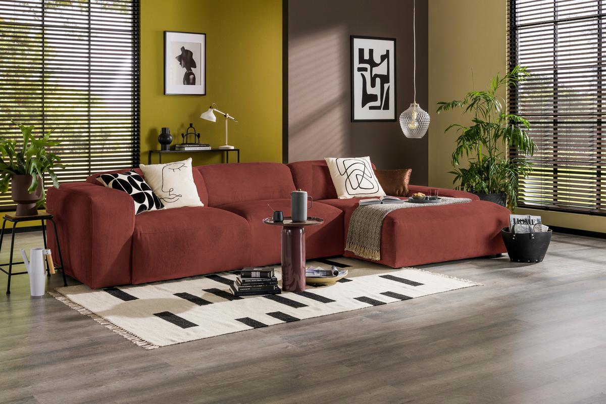 Ecksofa Hannah Rot 343x170 cm - Rot/Schwarz, Design, Textil (343/170cm) - MID.YOU