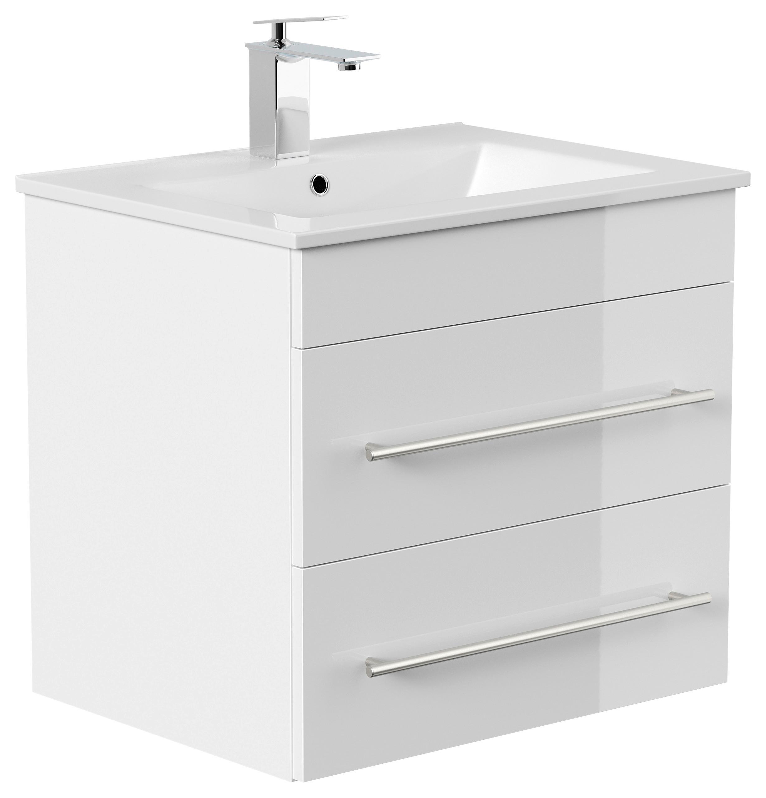SKŘÍŇKA S UMYVADLEM APOLLO - bílá/vysoce lesklá bílá, Basics, kov/kompozitní dřevo (61,5cm) - MID.YOU