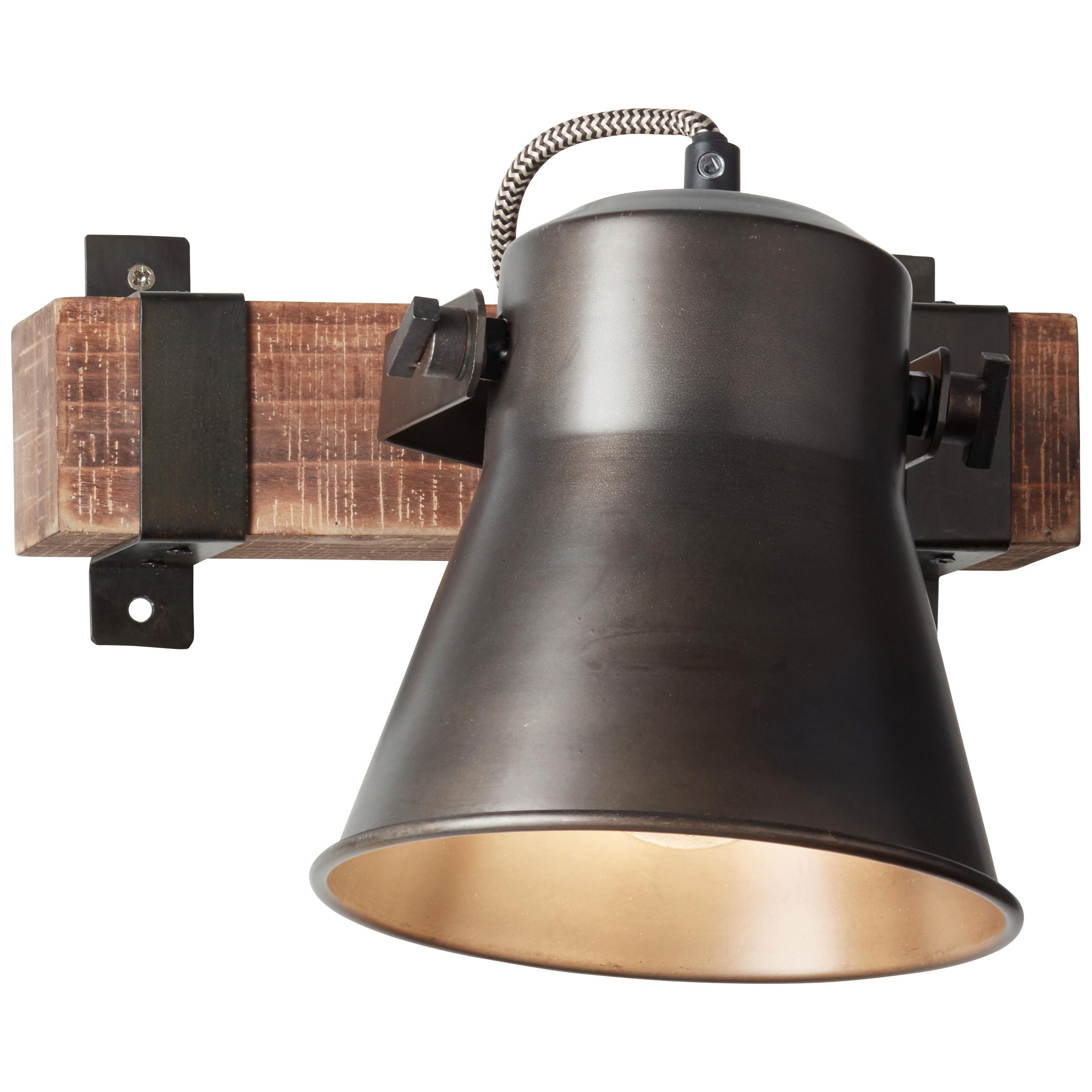 Wandleuchte Plow 1-Flammig drehbar und Schwenkbar - Schwarz, Design, Holz/Metall (24/25cm) - Brilliant