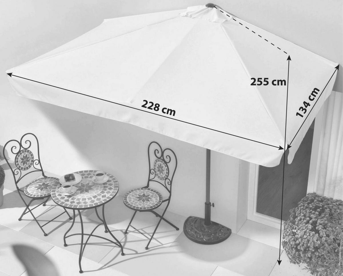 Sonnenschirm Bht 228x255x134cm Uv-Beständig Naturfarben - Anthrazit/Naturfarben, Basics, Textil/Metall (228/255/134cm)