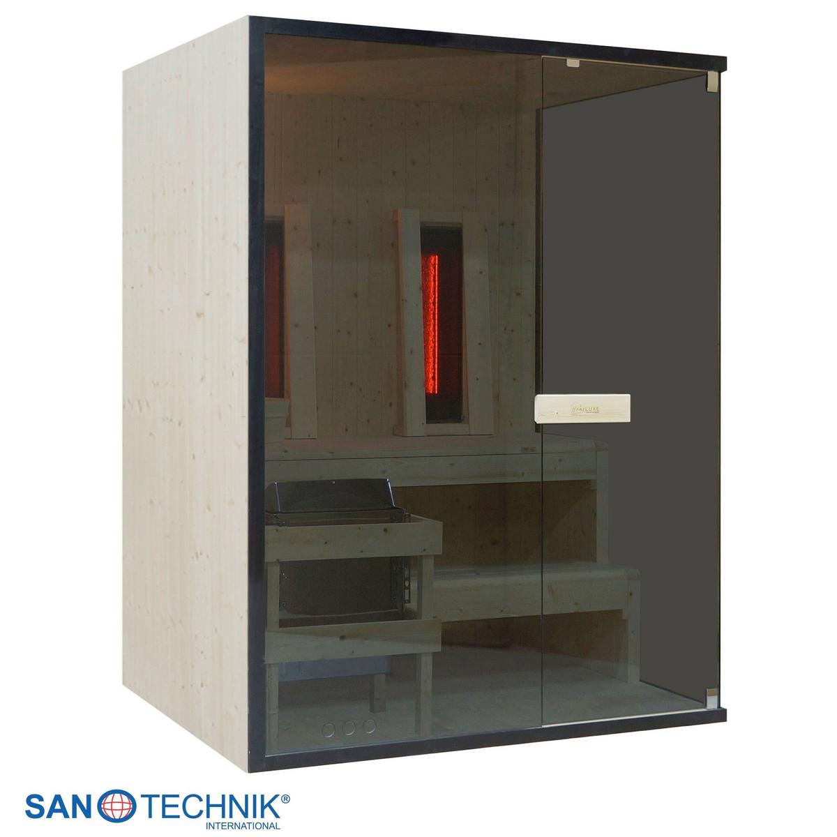 Sauna+Infrarotkabine GLACIER L geeignet für 2-3 Personen - Fichtefarben, Basics, Glas/Holz (150/120/200cm) - Sanotechnik