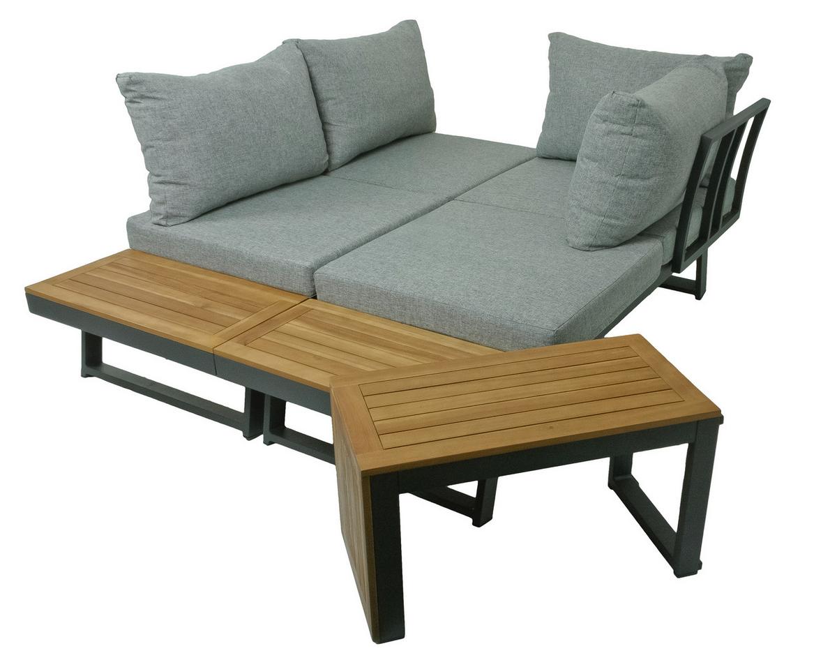 Loungegarnitur Felice - Schwarz/Braun, Basics, Holz/Kunststoff - Gardenson