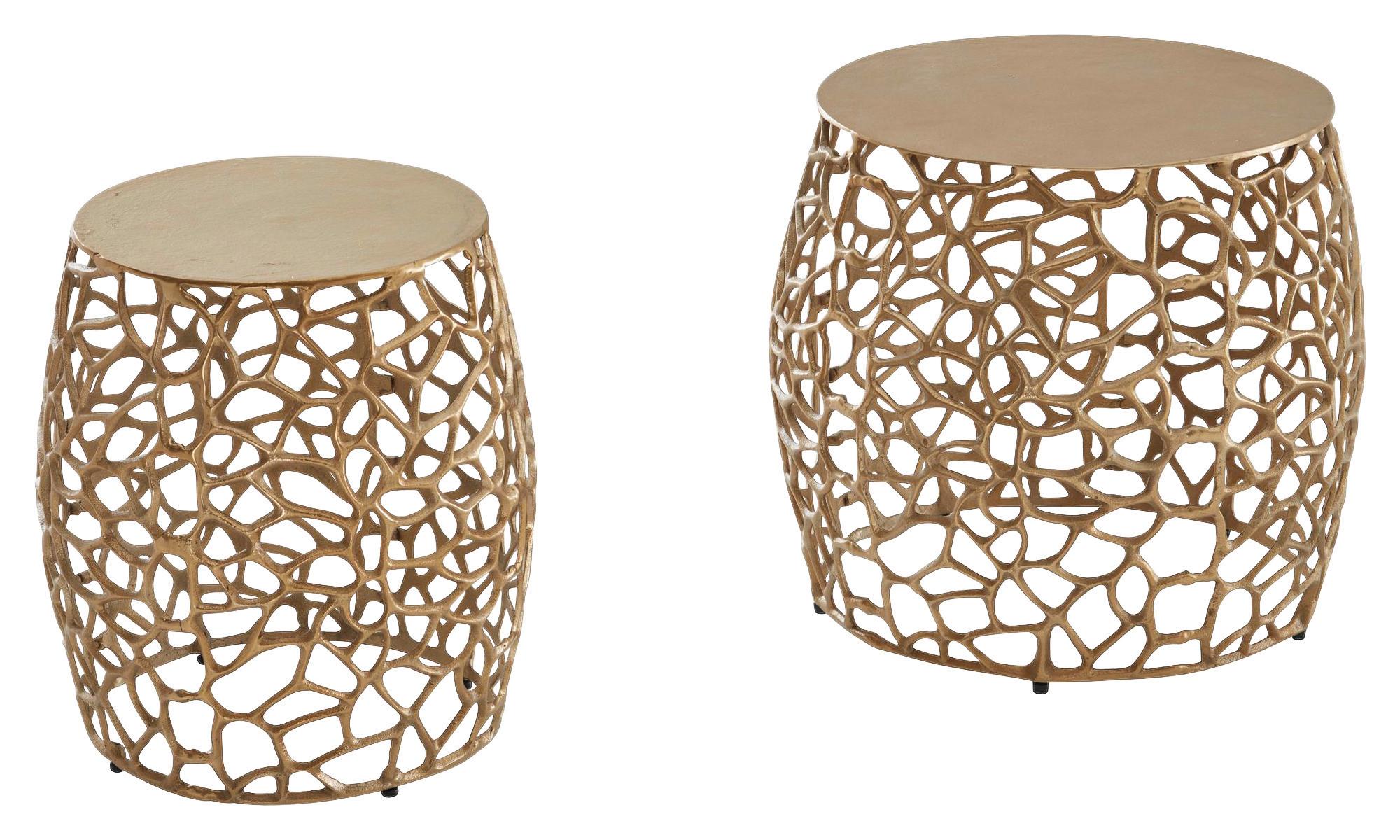 Sada zasúvacích stolíkov farba zlatá - zlatá, Design, kov (46/42cm) - MID.YOU