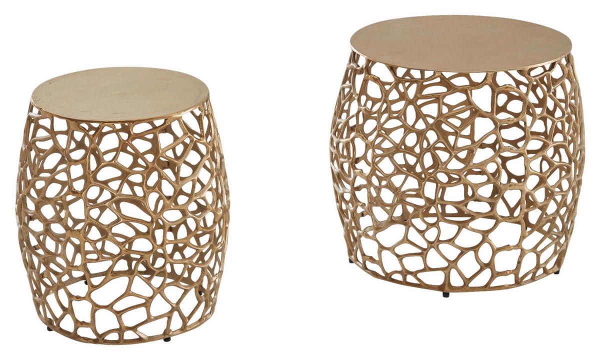 Sada zasouvacích stolků barva zlatá - barvy zlata, Design, kov (46/42cm) - MID.YOU