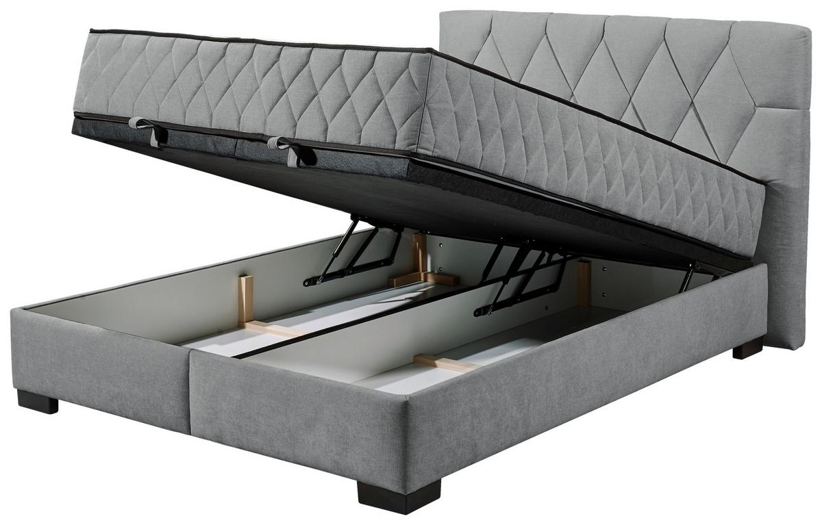 Boxbett Nagol B - Anthrazit/Schwarz, MODERN, Holzwerkstoff/Textil (140/200cm) - MID.YOU