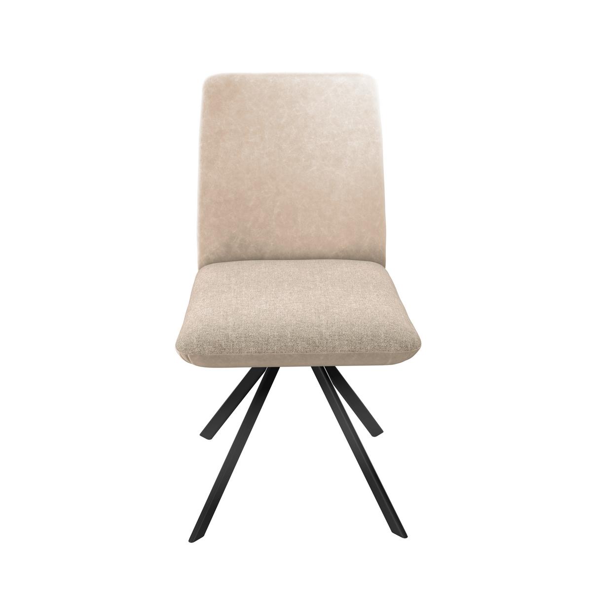 Stuhl Kian Webstoff creme, B: 46 cm - Creme/Schwarz, Trend, Textil/Metall (46/88/63cm)