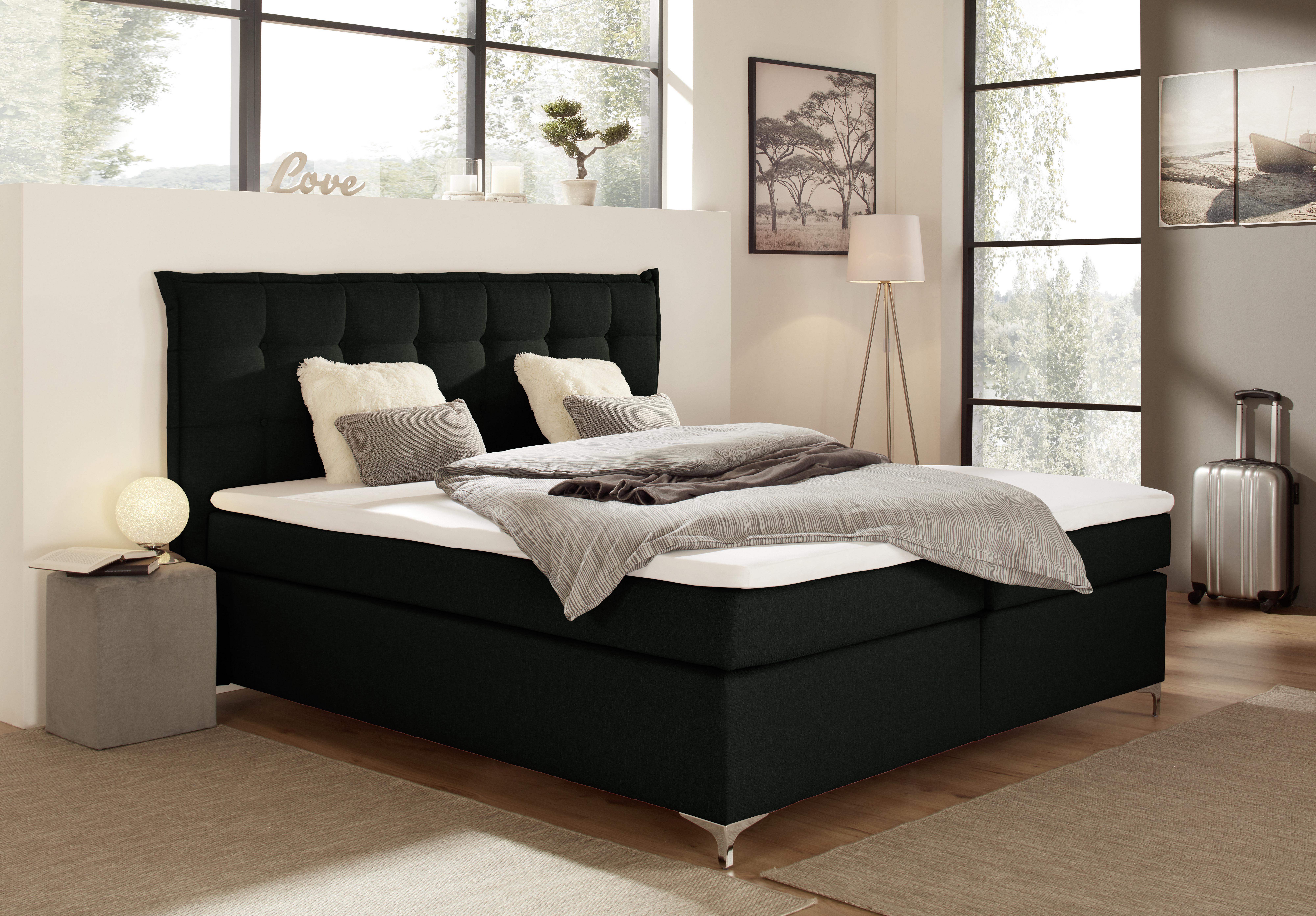 Americká Posteľ Fabio 180x200 Cm, Čierna - čierna, Moderný, kov/textil (180/200cm)