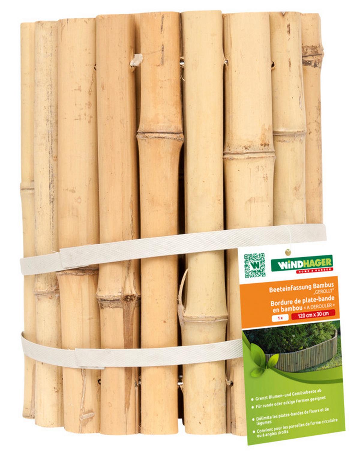 Beeteinfassung Bambus Gerollt 120 Cm, Bambus, Naturfarben - Naturfarben, Basics, Holz (120/30cm)