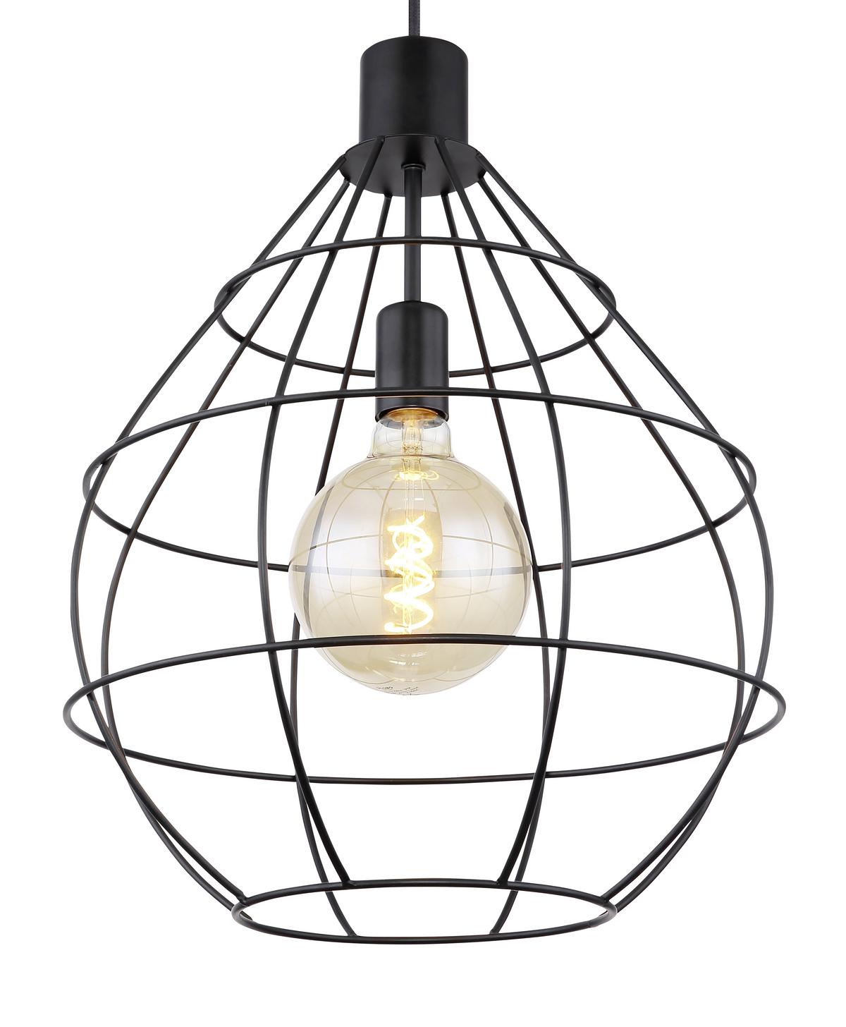 Hängeleuchte H: 120 cm 1-Flammig - Schwarz, Trend, Metall (37/120cm) - Globo