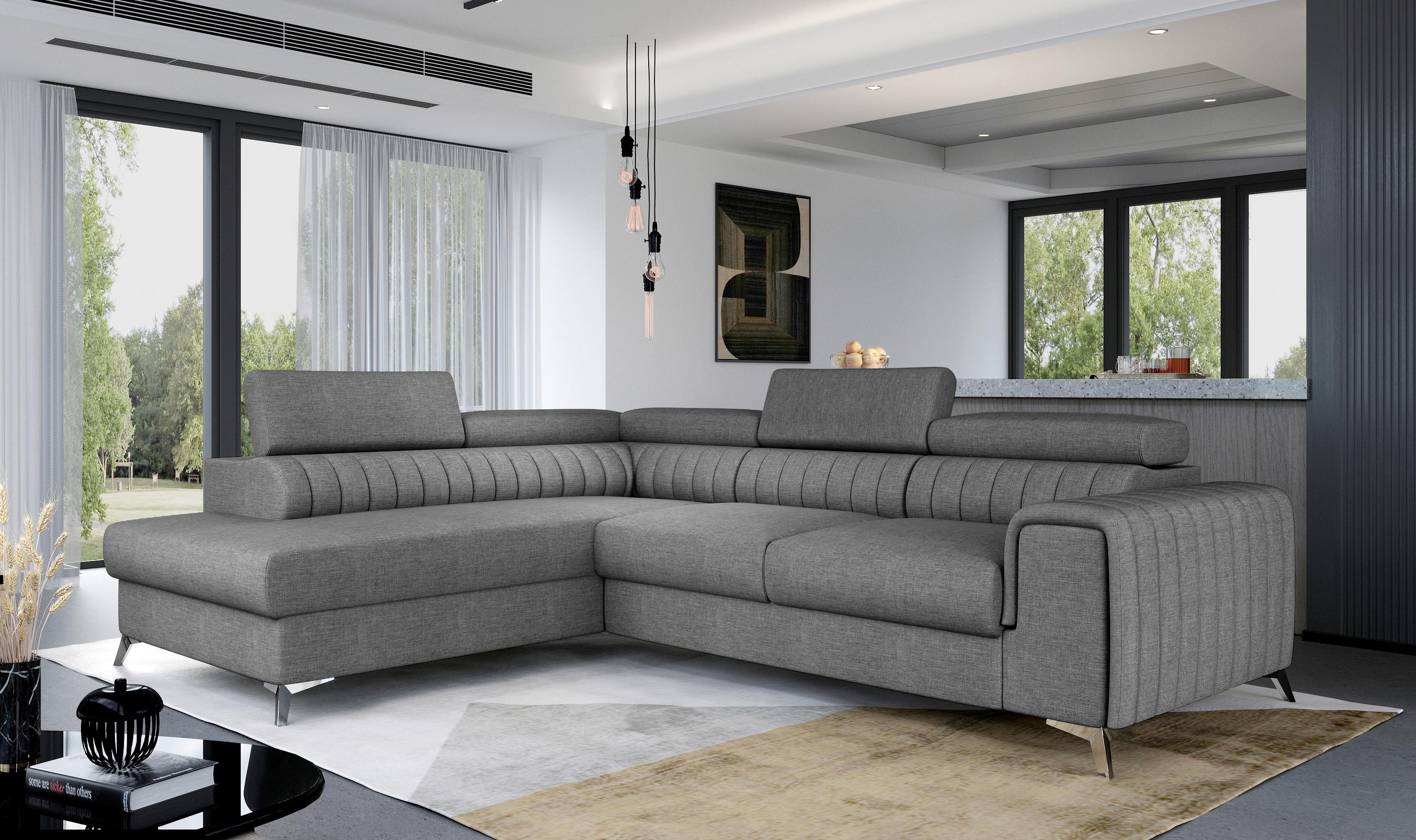 Ecksofa Laurence Grau S: 205x278 cm - Silberfarben/Grau, Design, Textil (205/278cm) - MID.YOU