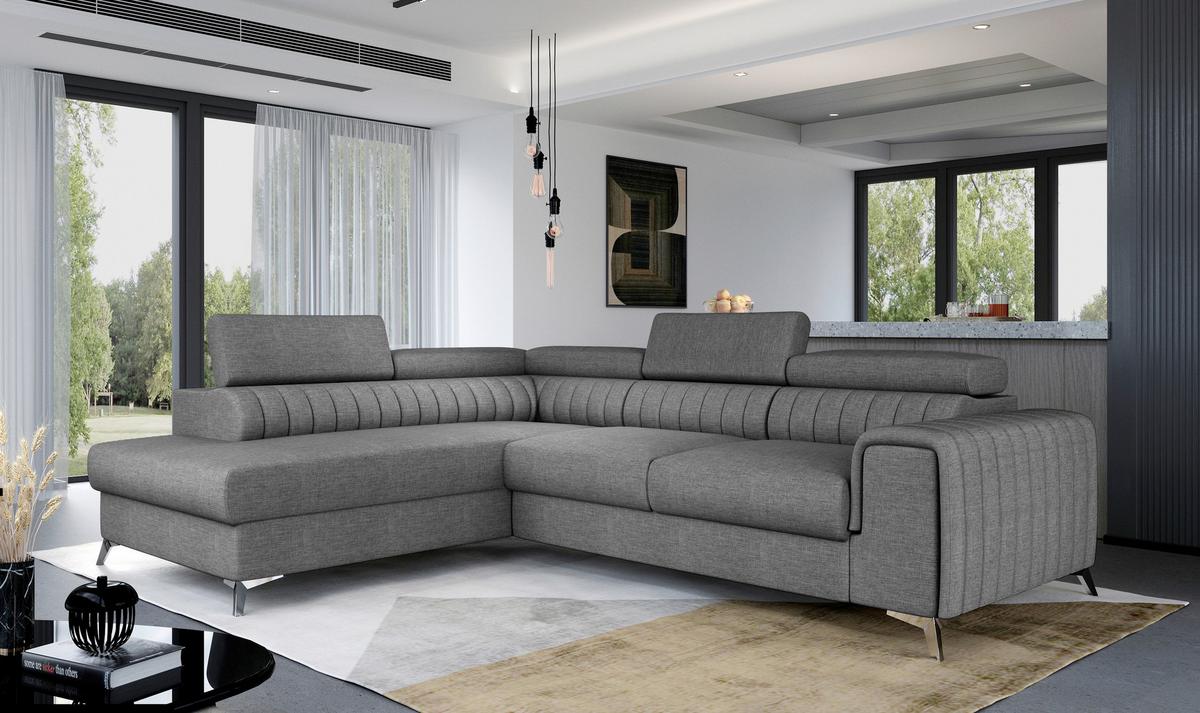 Ecksofa Laurence Grau S: 205x278 cm - Silberfarben/Grau, Design, Textil (205/278cm) - MID.YOU