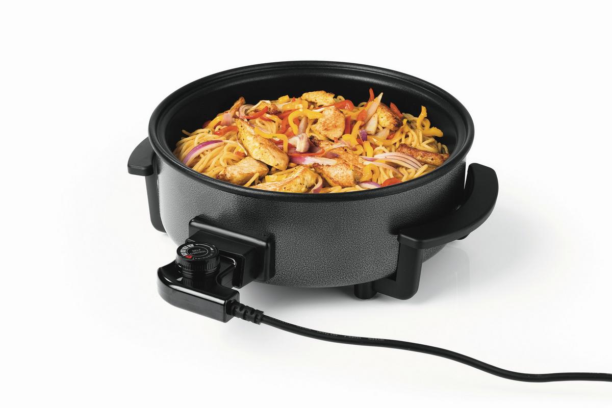 ELEKTRISCHE PFANNE 1500W, Bis 220C - Schwarz, Basics, Glas/Kunststoff (34/18/32cm) - GOURMETMAXX