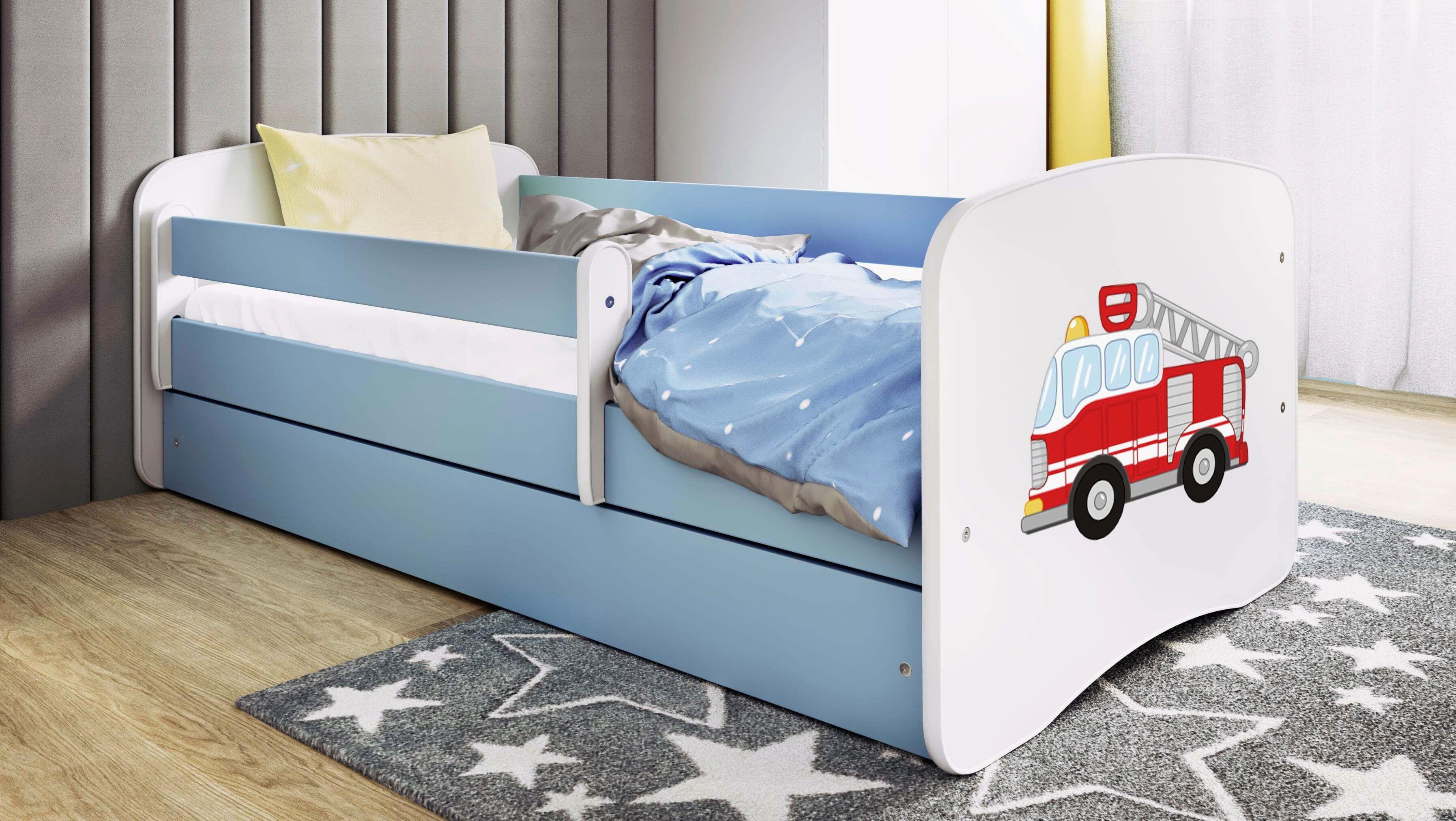 Kinder-/Juniorbett Babydreams Inkl. Matratze 80x160 - Blau/Birkefarben, MODERN, Holz/Holzwerkstoff (80/160cm) - MID.YOU