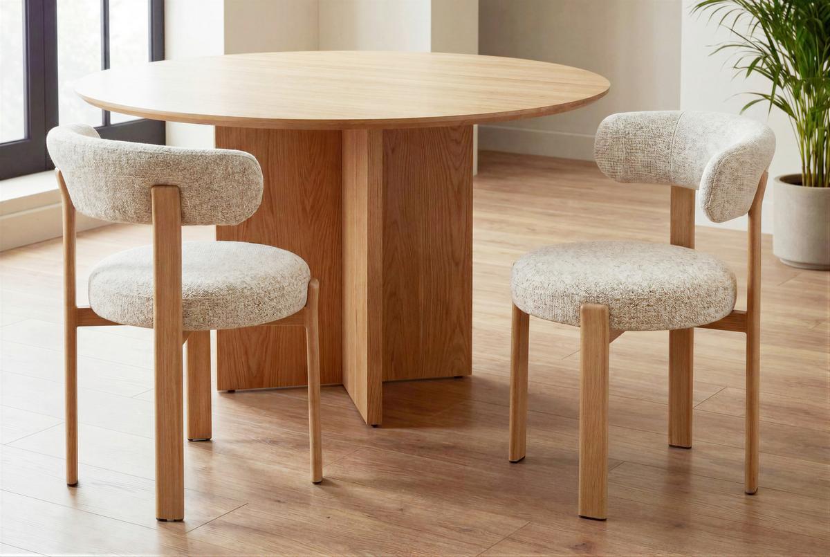 Stuhl Nantes Beige B: 55 cm - Eichefarben/Beige, MODERN, Textil/Metall (55/75/56,5cm) - Livetastic
