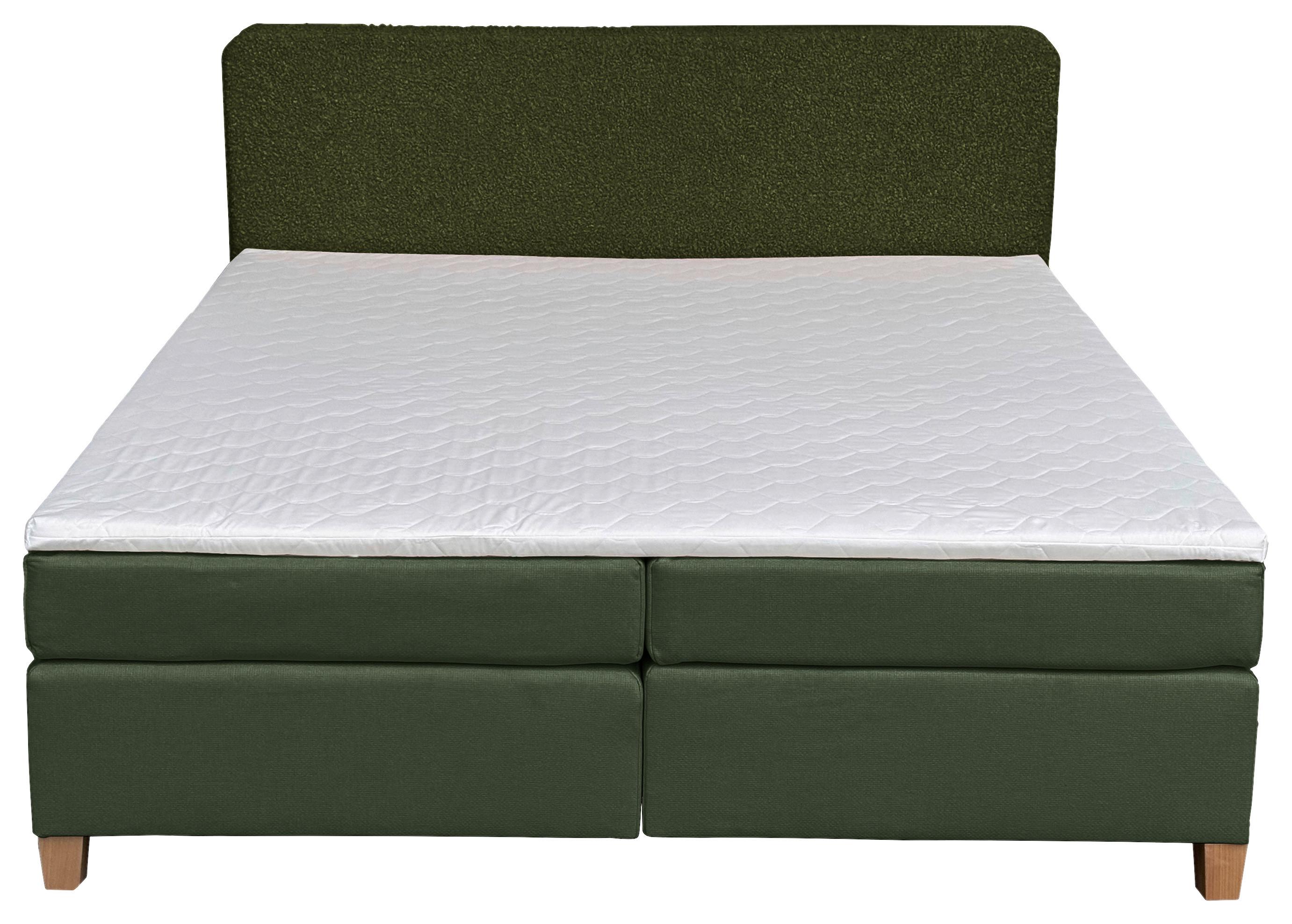 Boxbett Mit Topper Rolf Dunkelgrün 180x200 Cm - Dunkelgrün, Basics, Holzwerkstoff/Textil (180/200cm) - Livetastic