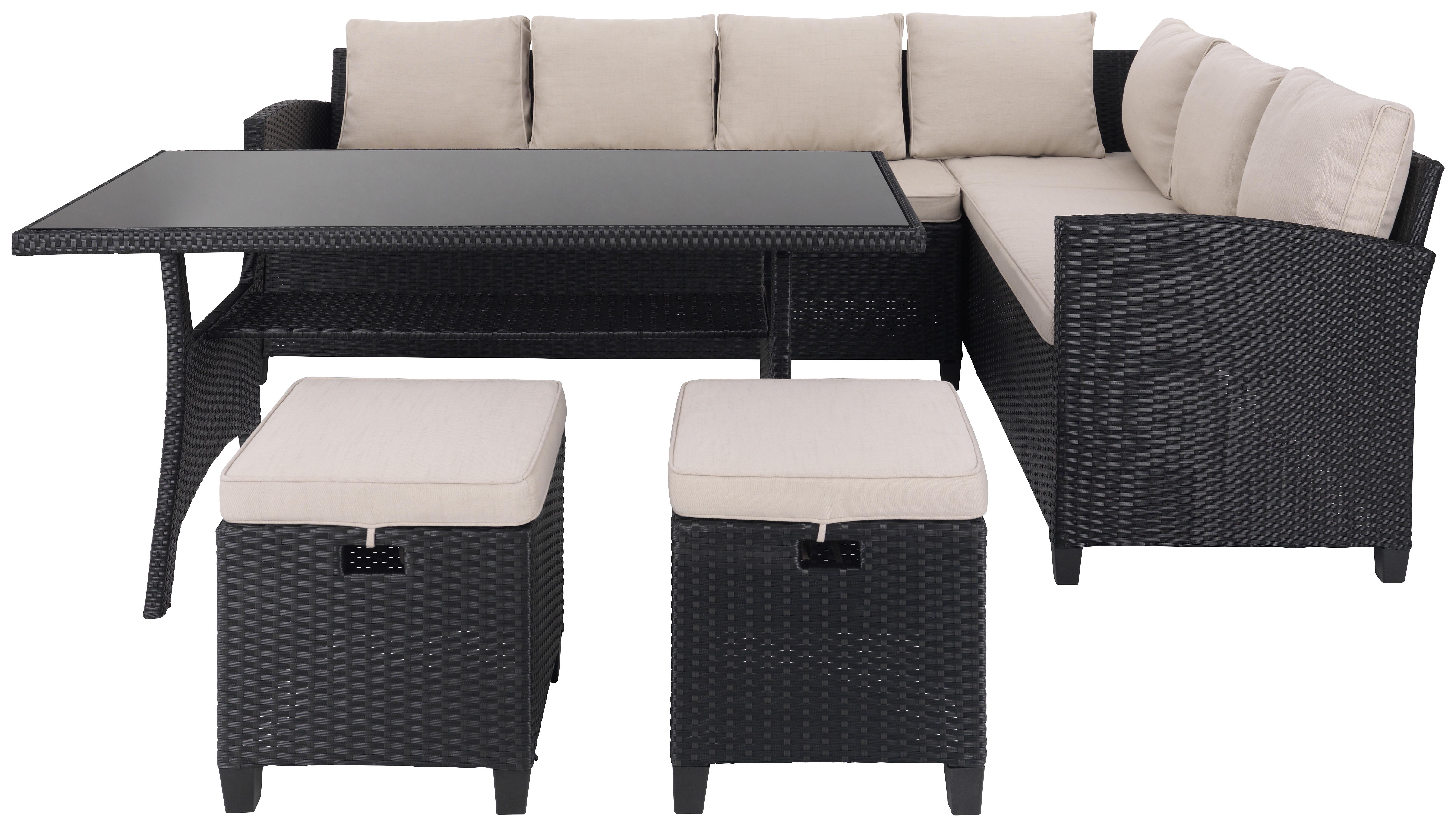 TERASOVÁ SEDACIA SÚPRAVA LIOW - čierna/prírodná farba, kov/textil - Modern Living