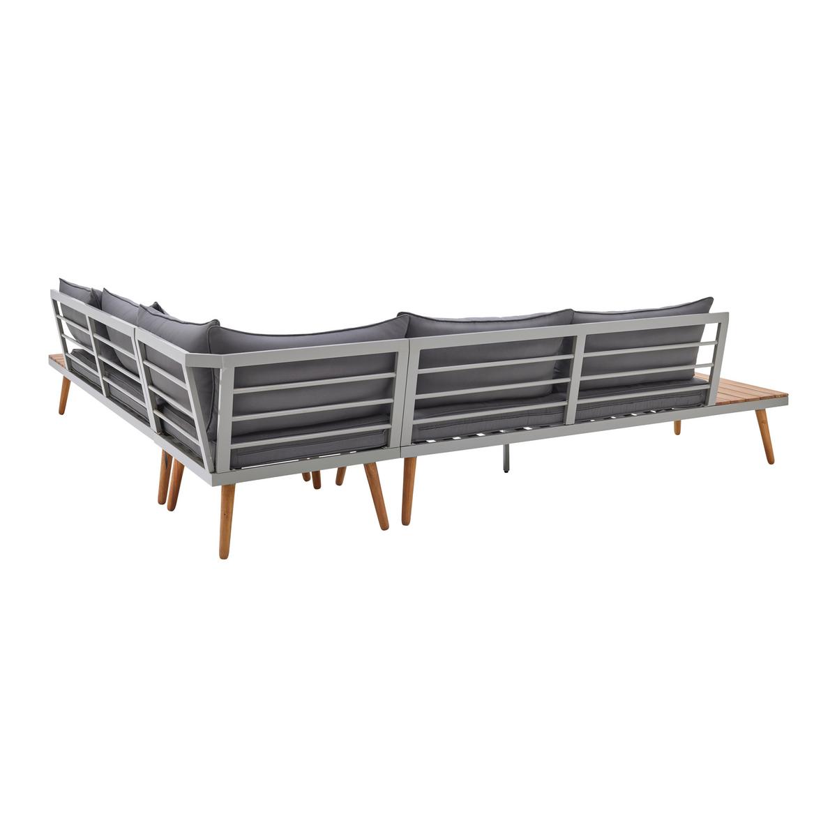 Zahradní sedací souprava LANCIANO - šedá/tmavě šedá, Moderní, kov/dřevo (257/68/74cm) - Bessagi Garden