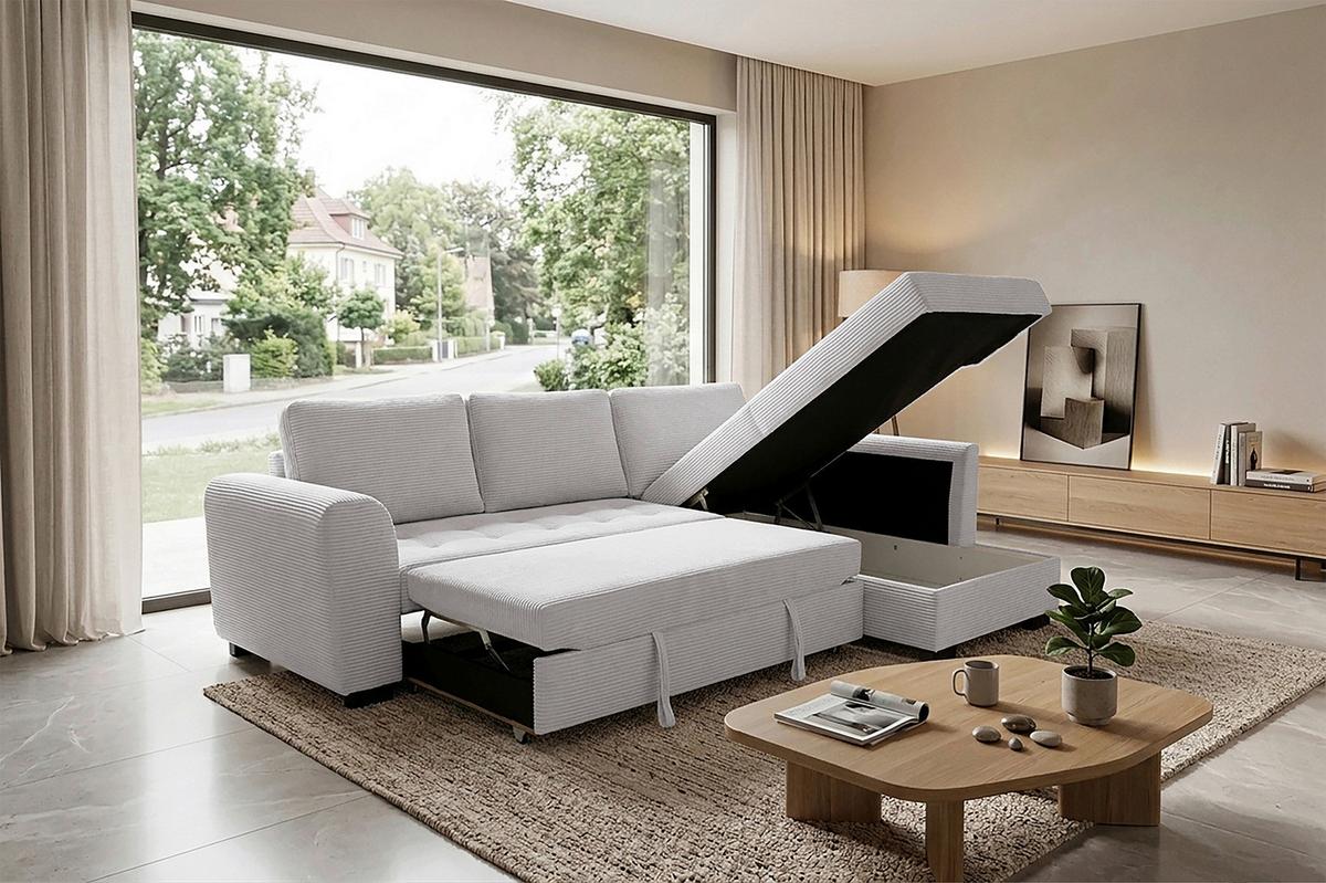 Ecksofa John Beigebraun S: 239x178 cm - Beigebraun/Schwarz, Trend, Textil (239/178cm)