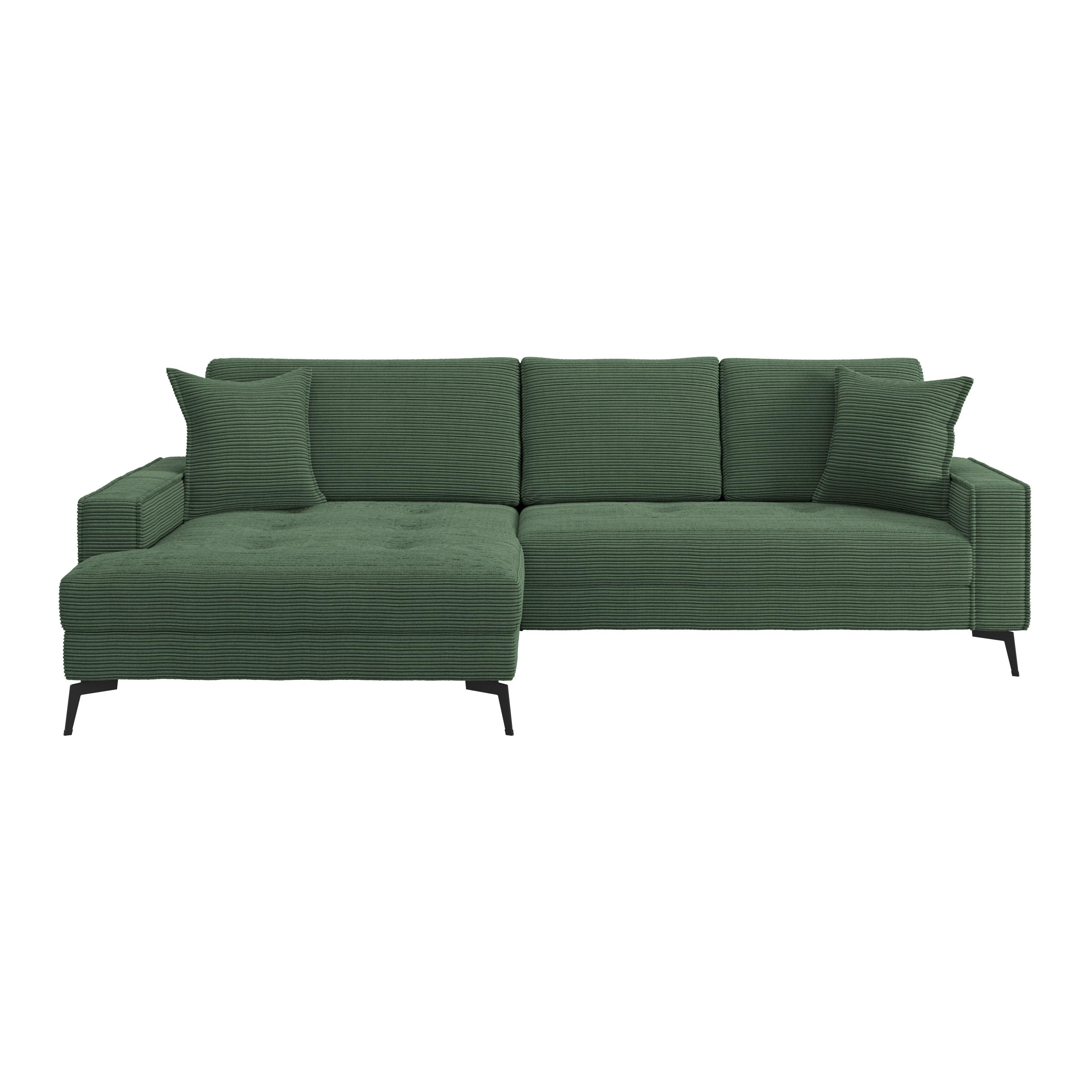 Ecksofa Zero Grün 173x286 cm - Schwarz/Grün, Trend, Textil (173/286cm)