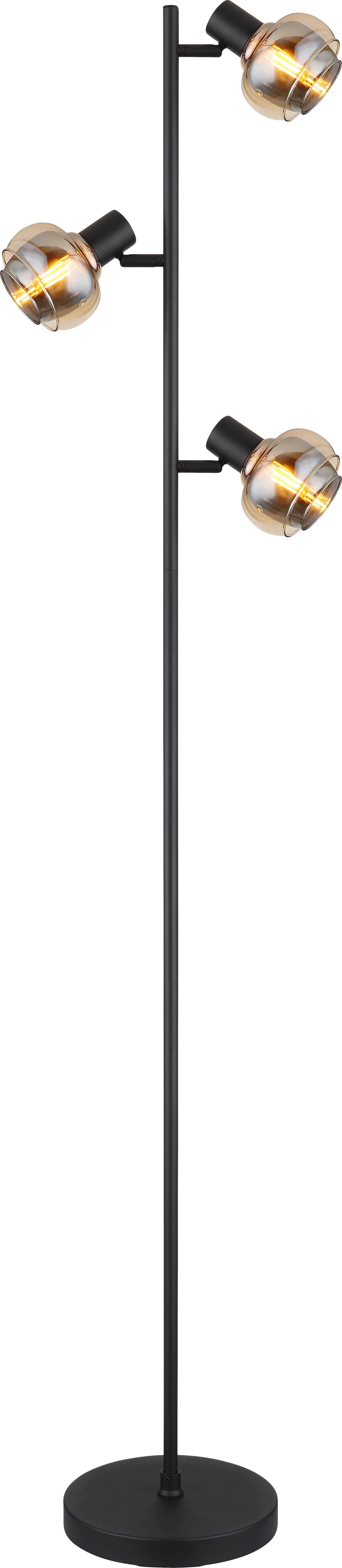 Stehleuchte Julius - Bernsteinfarben/Schwarz, MODERN, Glas/Metall (25/23/154cm) - James Wood