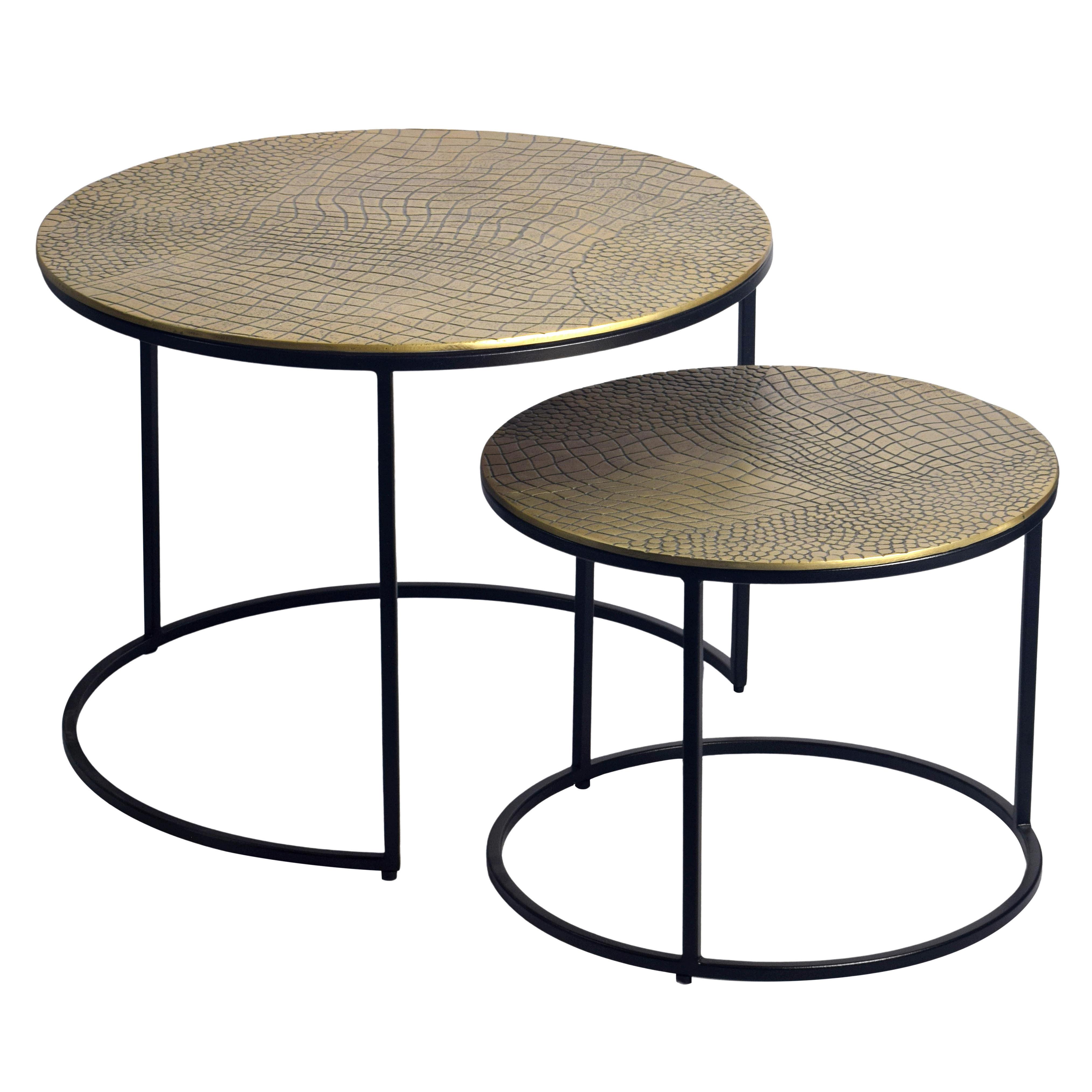 Beistelltischset 2-teilig Aluminium, goldfarben - Goldfarben/Schwarz, Design, Metall (60/45/60cm) - Livetastic
