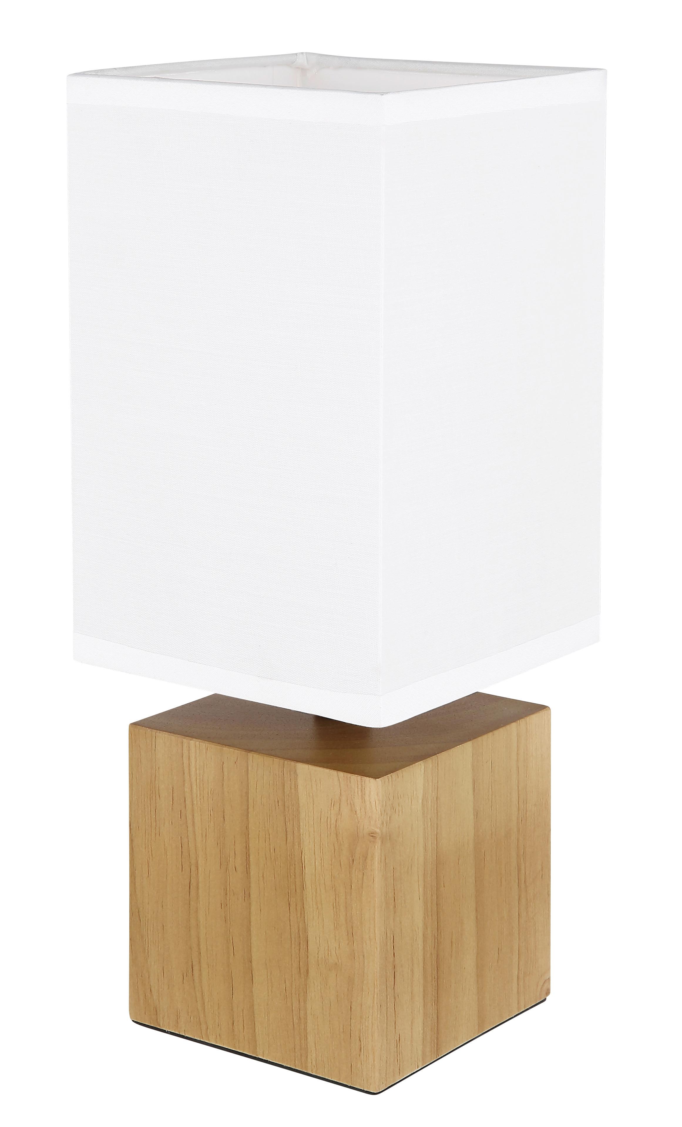 Tischleuchte 21628w - Weiß/Naturfarben, Basics, Holz/Textil (12/12/30cm) - Globo